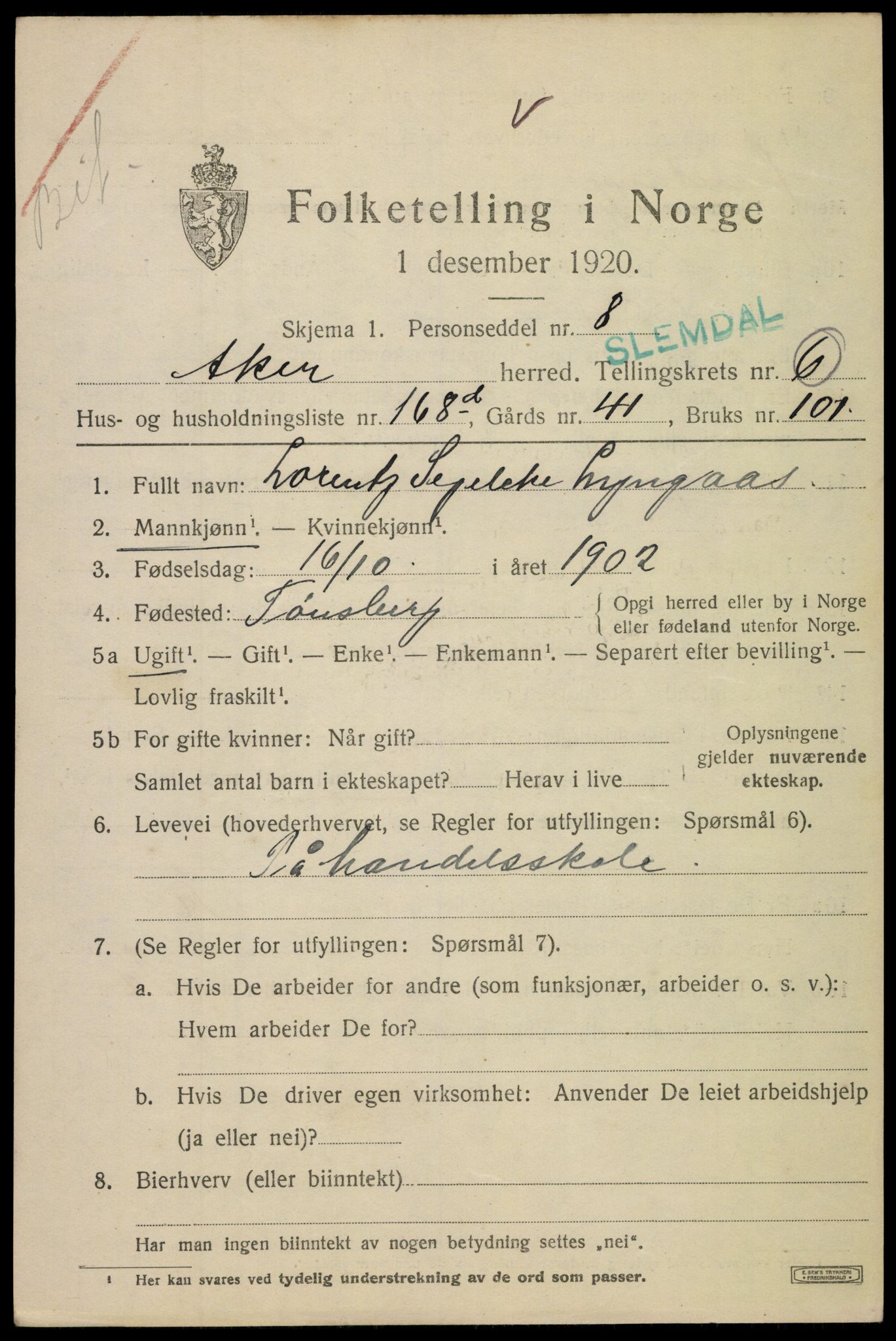 SAO, 1920 census for Aker, 1920, p. 38112