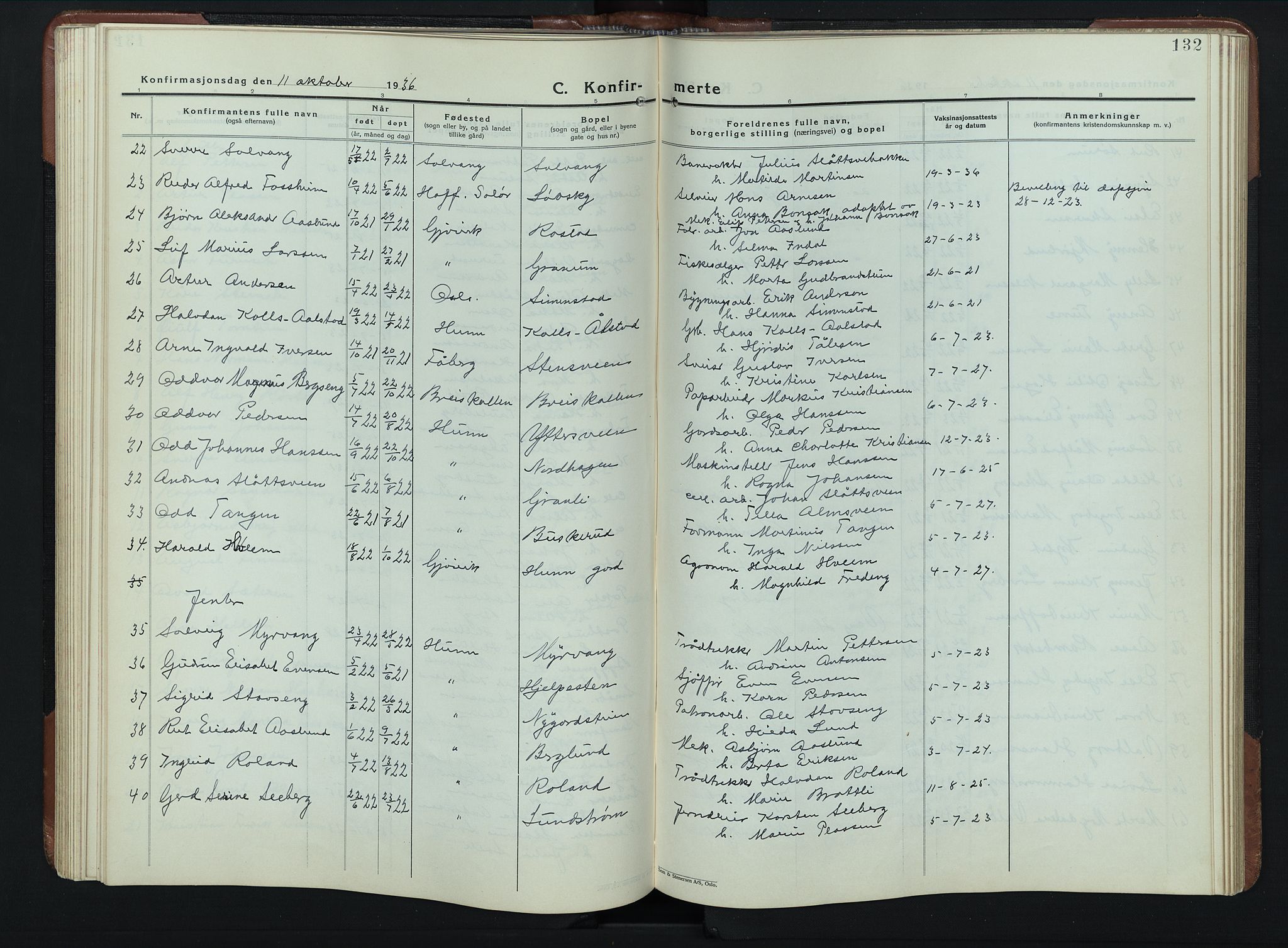 Vardal prestekontor, AV/SAH-PREST-100/H/Ha/Hab/L0023: Parish register (copy) no. 23, 1929-1941, p. 132