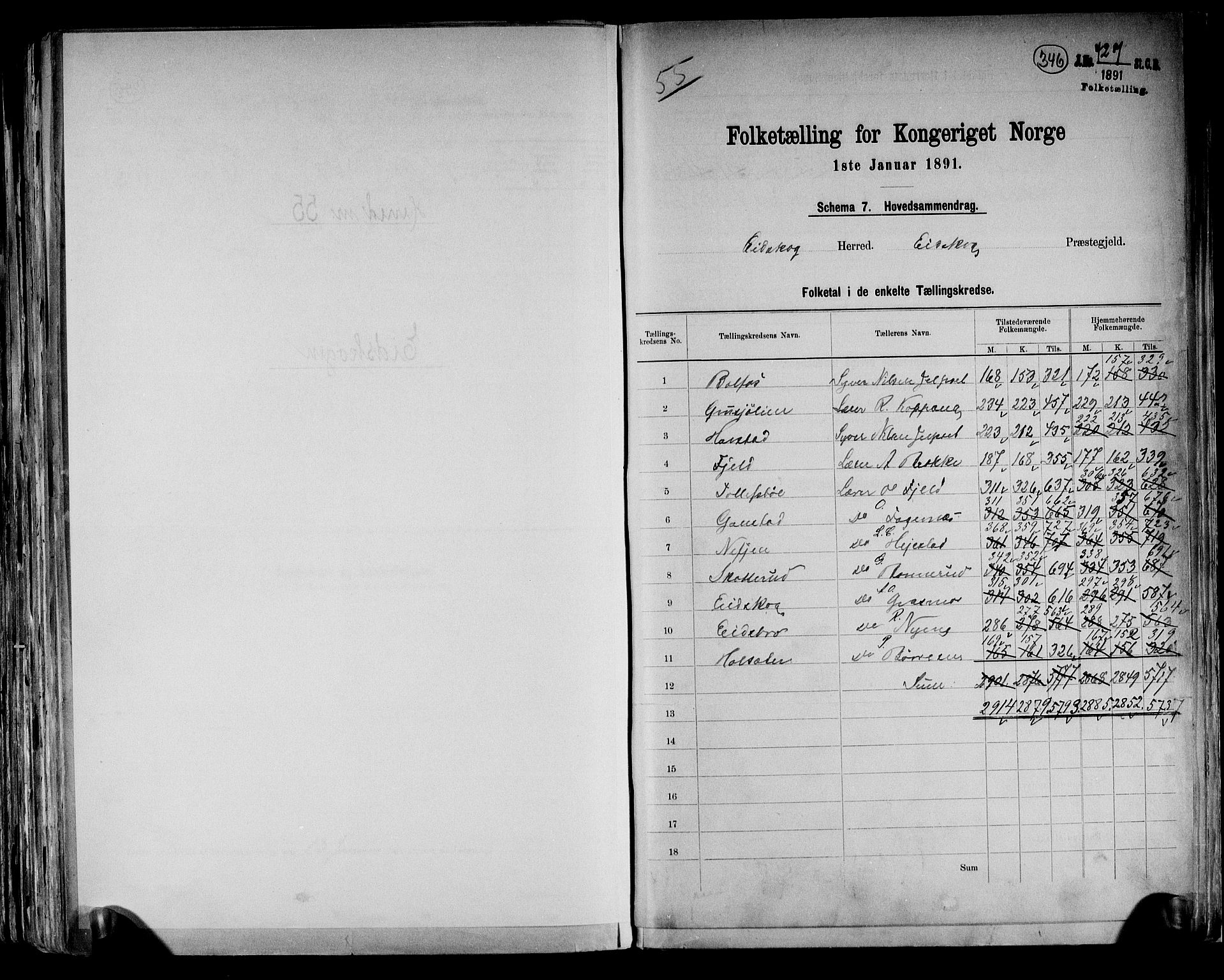 RA, 1891 census for 0420 Eidskog, 1891, p. 2