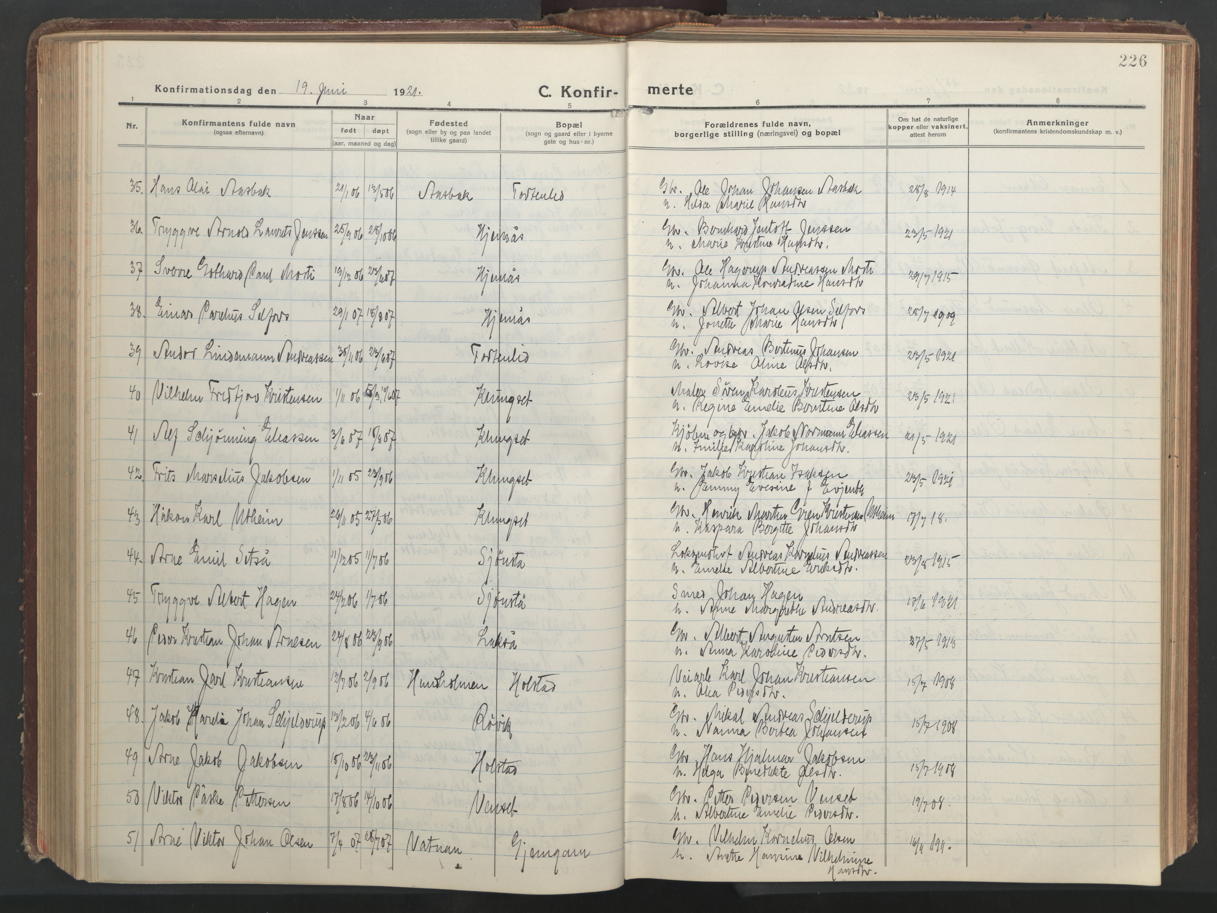 Ministerialprotokoller, klokkerbøker og fødselsregistre - Nordland, AV/SAT-A-1459/849/L0700: Parish register (copy) no. 849C01, 1919-1946, p. 226