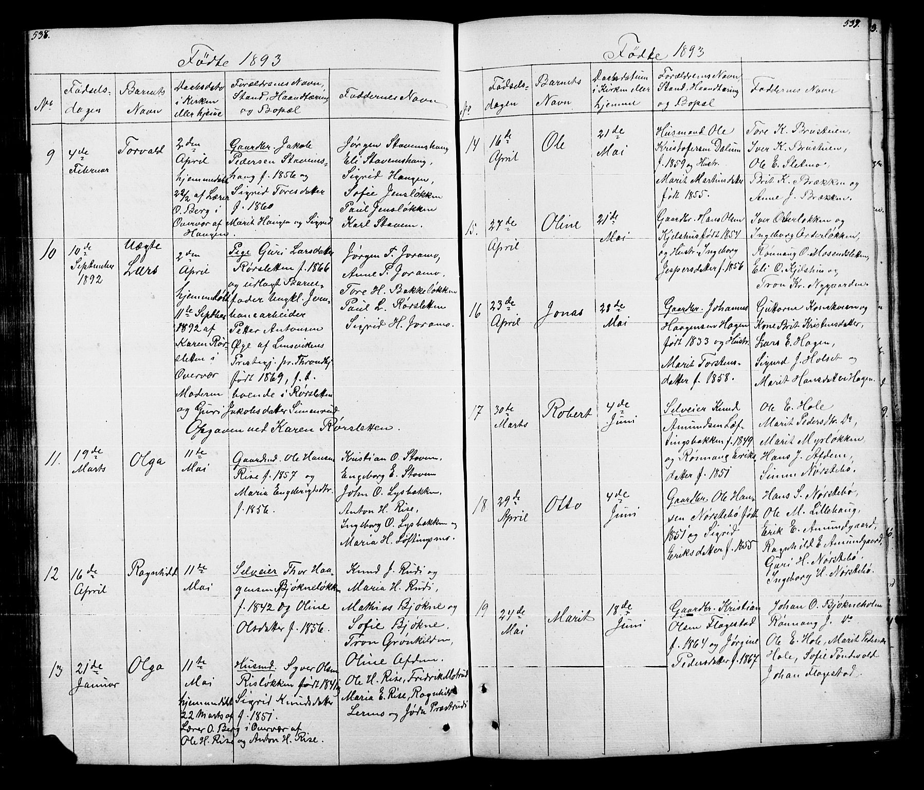 Lesja prestekontor, SAH/PREST-068/H/Ha/Hab/L0005: Parish register (copy) no. 5, 1850-1894, p. 538-539