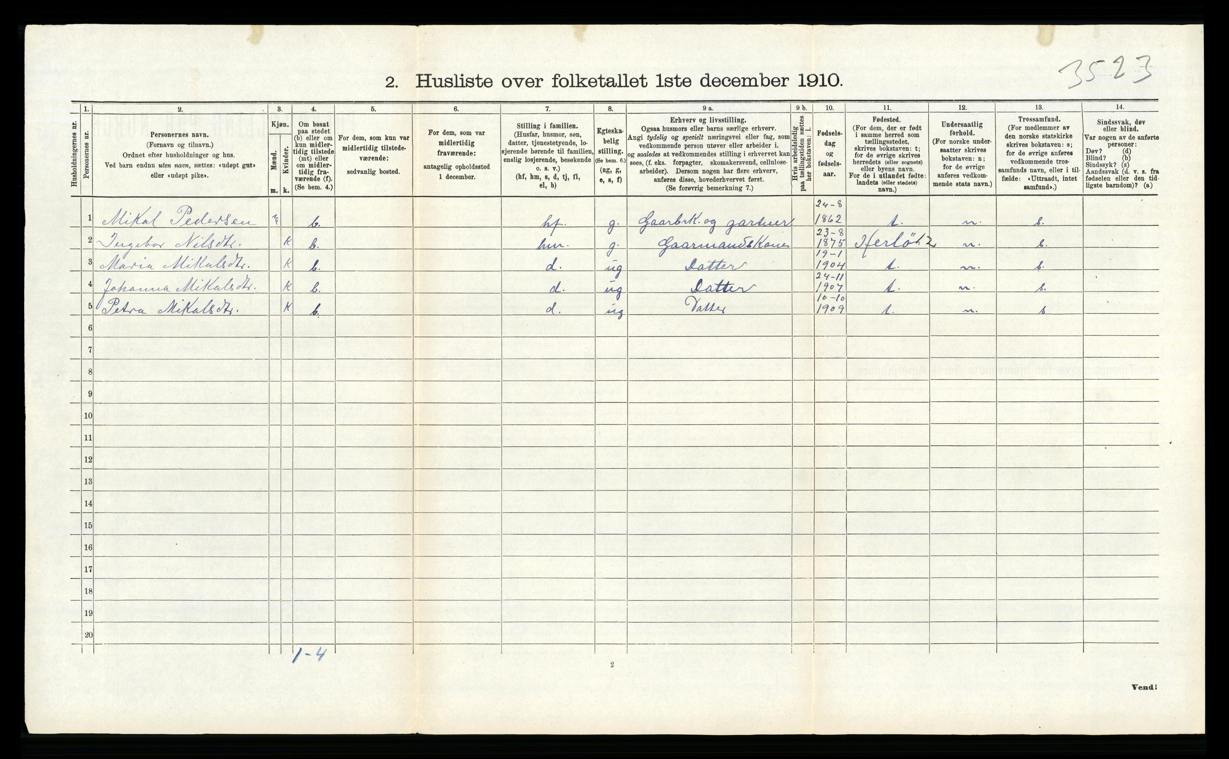 RA, 1910 census for Alversund, 1910, p. 103