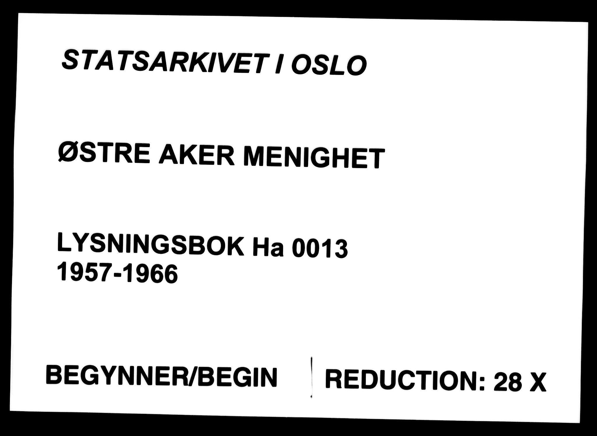 Østre Aker prestekontor Kirkebøker, SAO/A-10840/H/Ha/L0013: Banns register no. I 13, 1957-1966