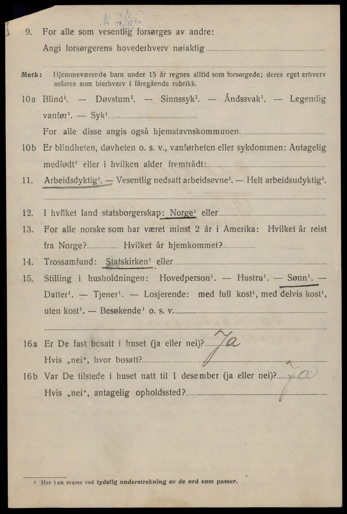 SAT, 1920 census for Trondheim, 1920, p. 96267