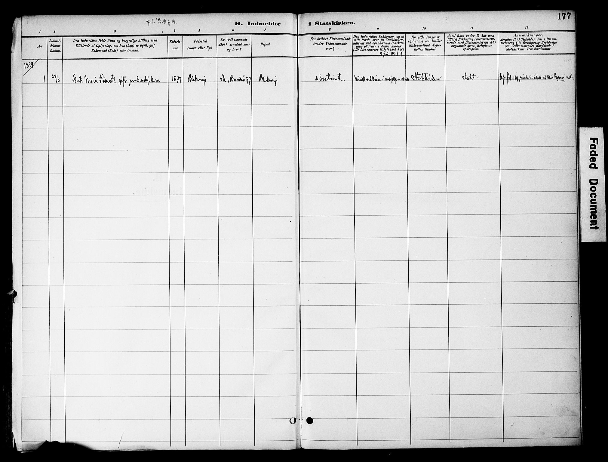 Gran prestekontor, SAH/PREST-112/H/Ha/Haa/L0020: Parish register (official) no. 20, 1889-1899, p. 177