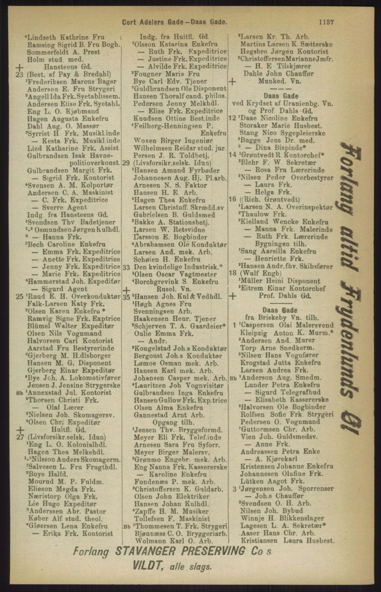 Kristiania/Oslo adressebok, PUBL/-, 1911, p. 1137