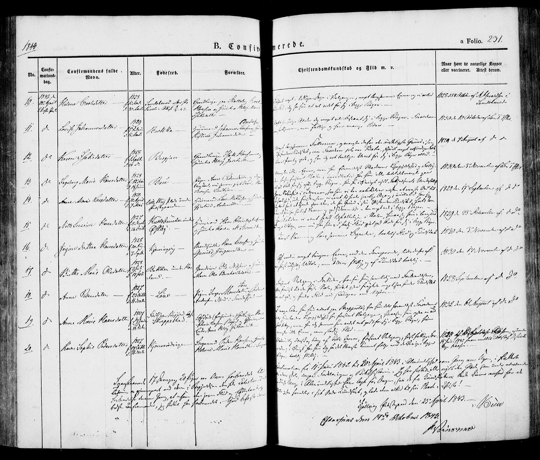 Tjølling kirkebøker, SAKO/A-60/F/Fa/L0006: Parish register (official) no. 6, 1835-1859, p. 231