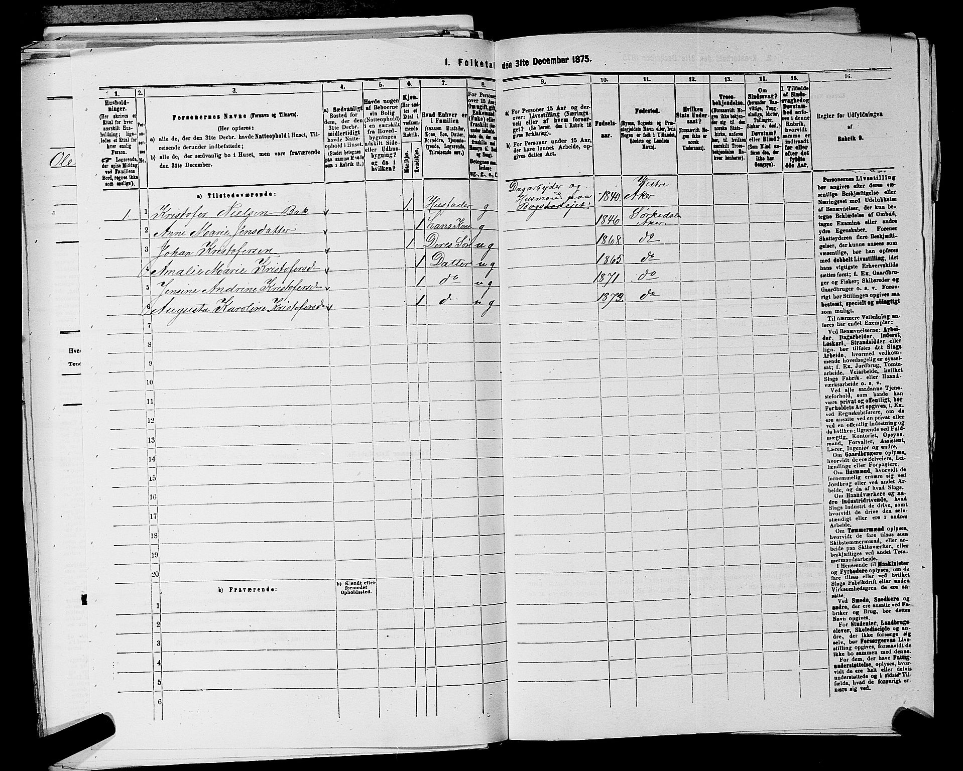 RA, 1875 census for 0218aP Vestre Aker, 1875, p. 802