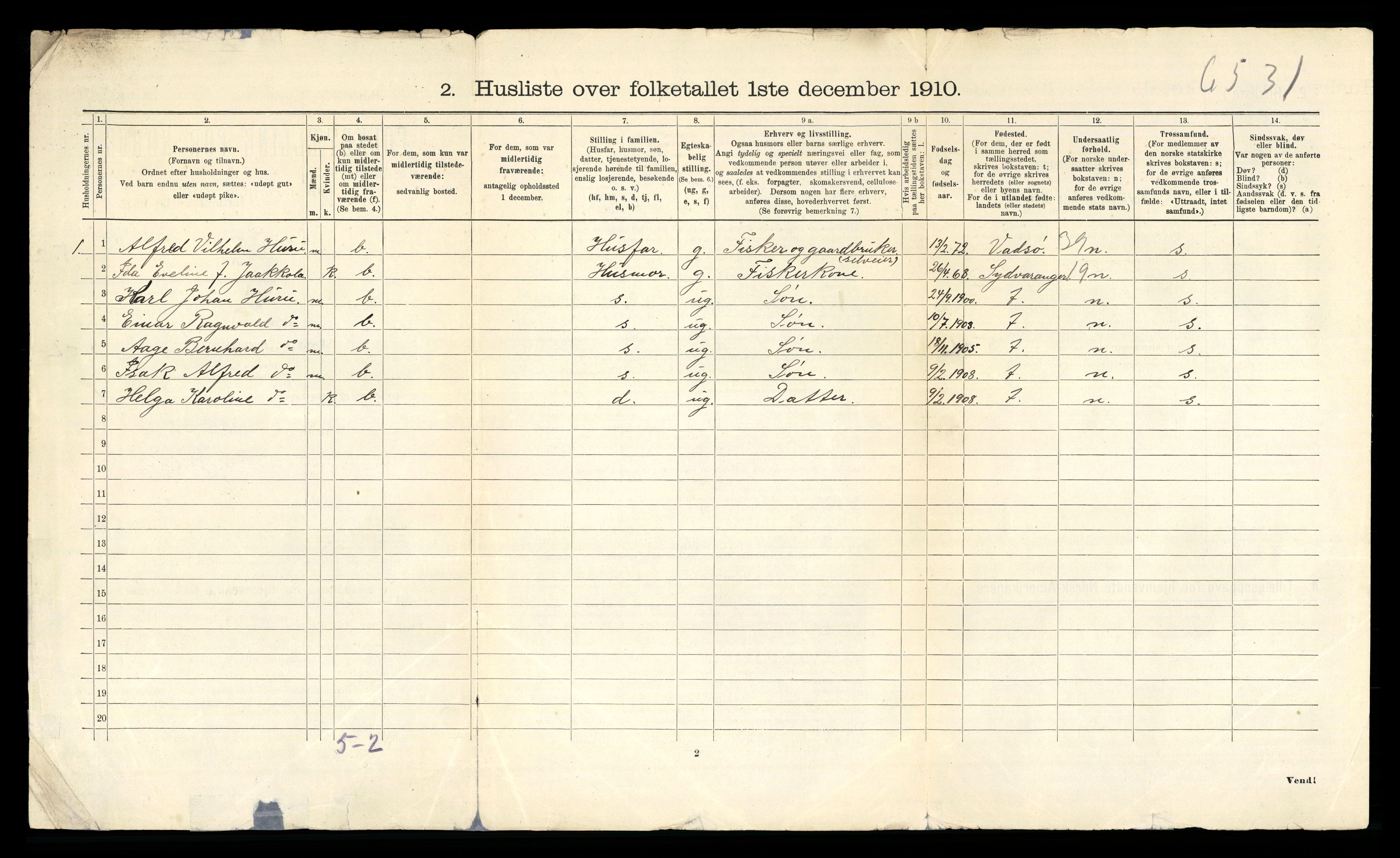 RA, 1910 census for Nord-Varanger, 1910, p. 24