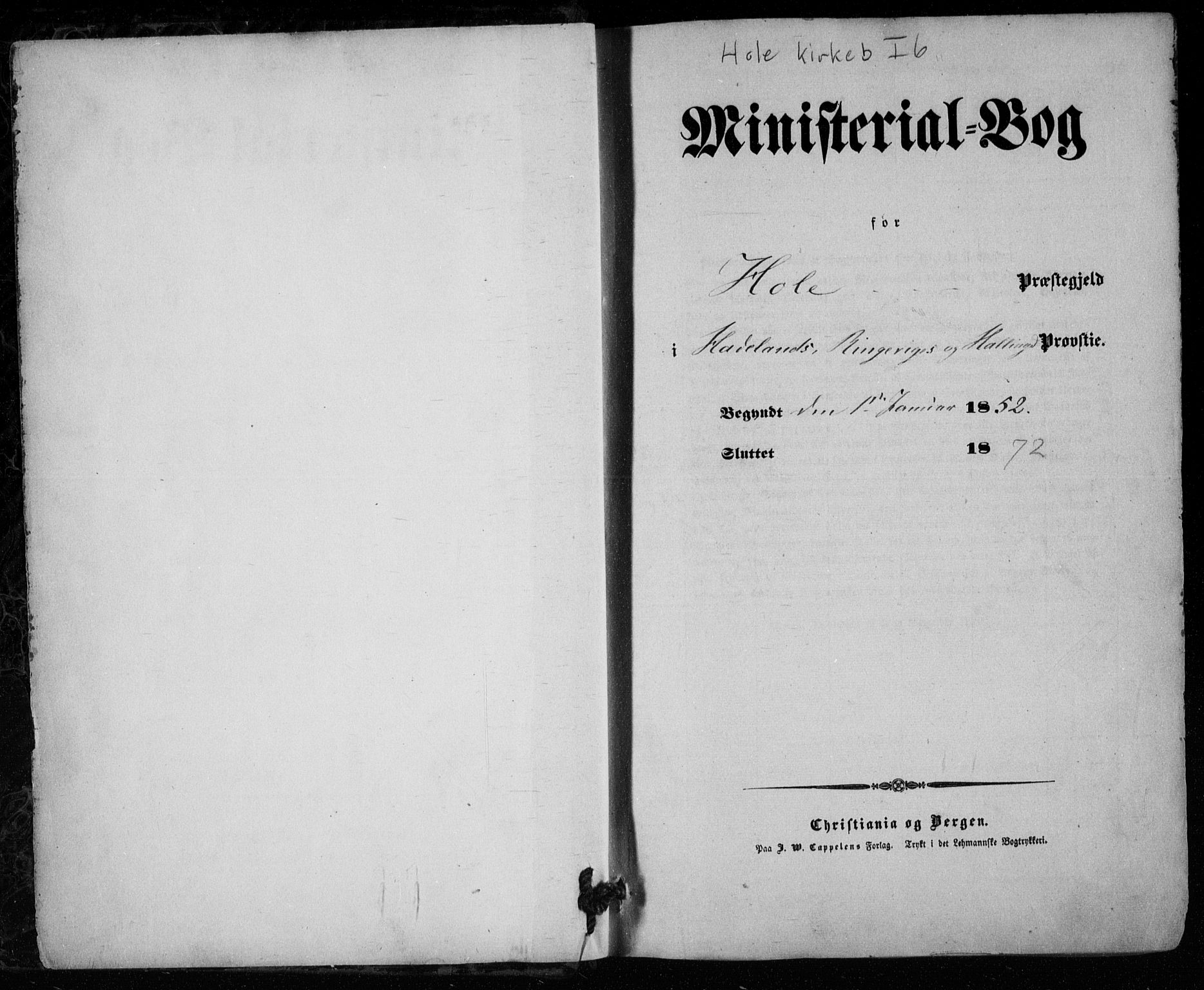 Hole kirkebøker, SAKO/A-228/F/Fa/L0006: Parish register (official) no. I 6, 1852-1872
