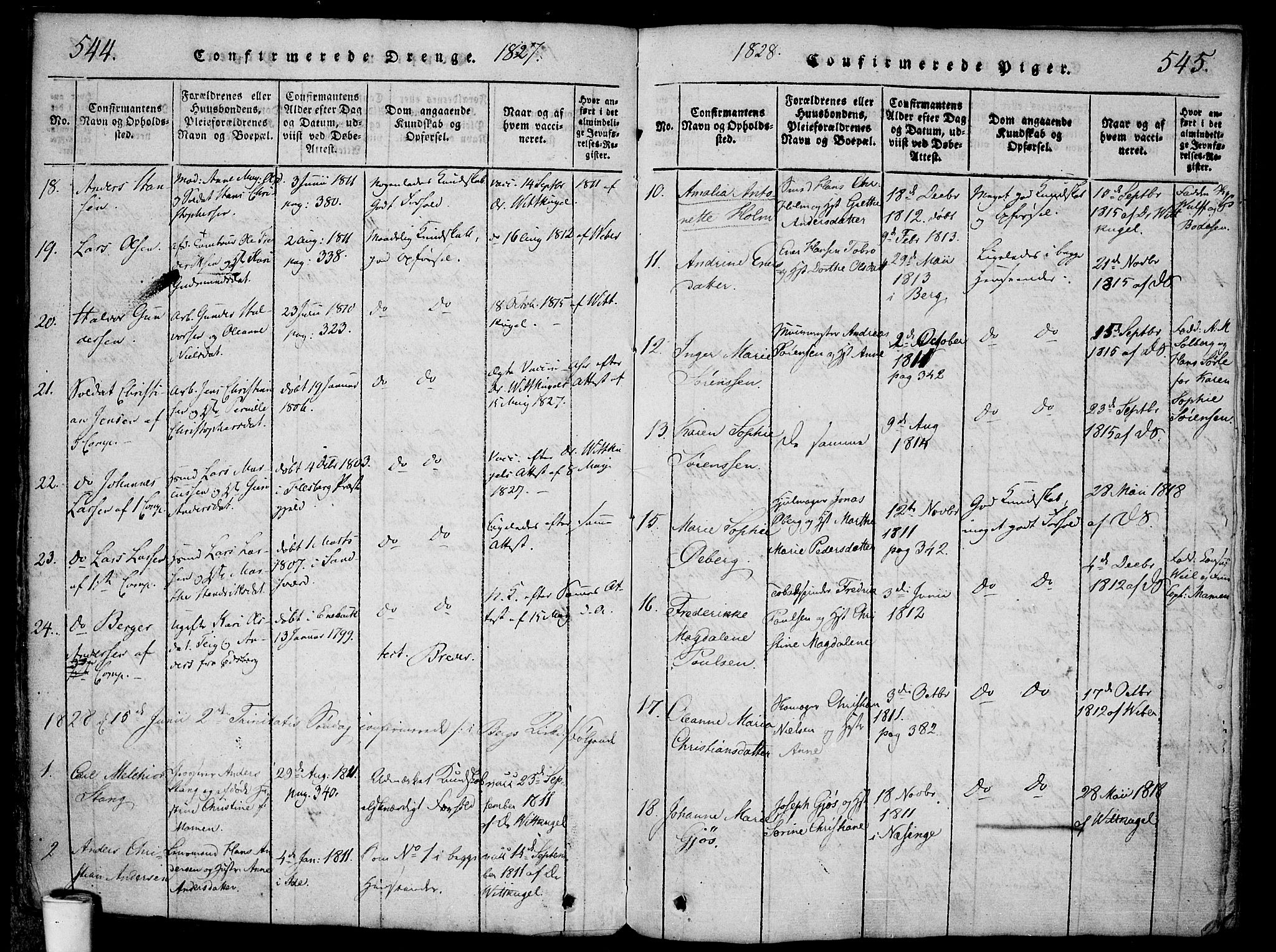 Halden prestekontor Kirkebøker, SAO/A-10909/F/Fa/L0003: Parish register (official) no. I 3, 1815-1834, p. 544-545