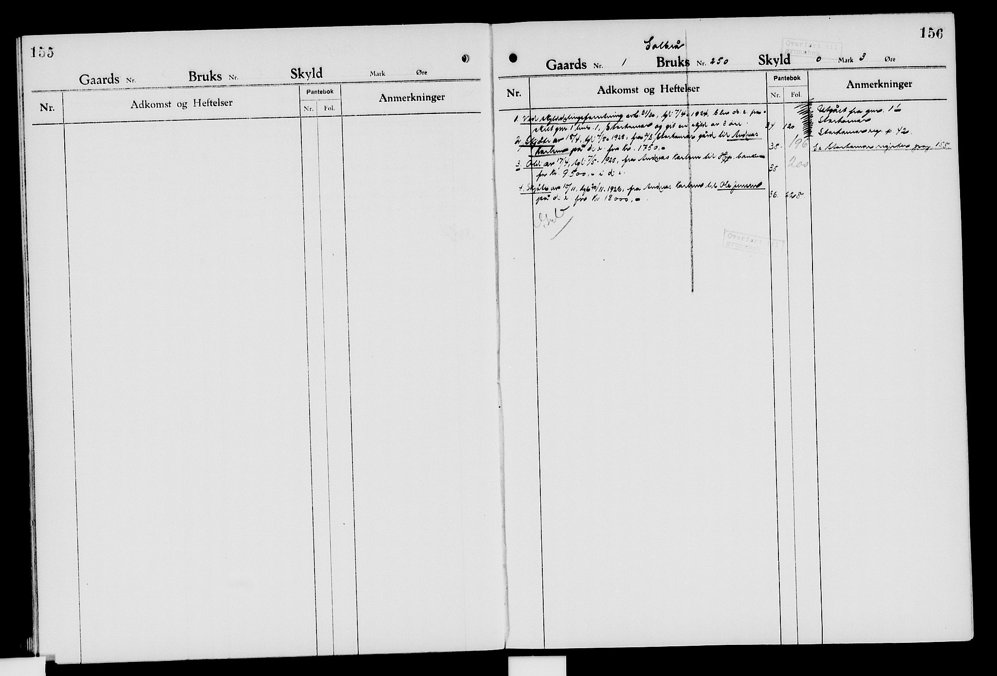 Nord-Hedmark sorenskriveri, SAH/TING-012/H/Ha/Had/Hade/L0007: Mortgage register no. 4.7, 1924-1940, p. 155-156