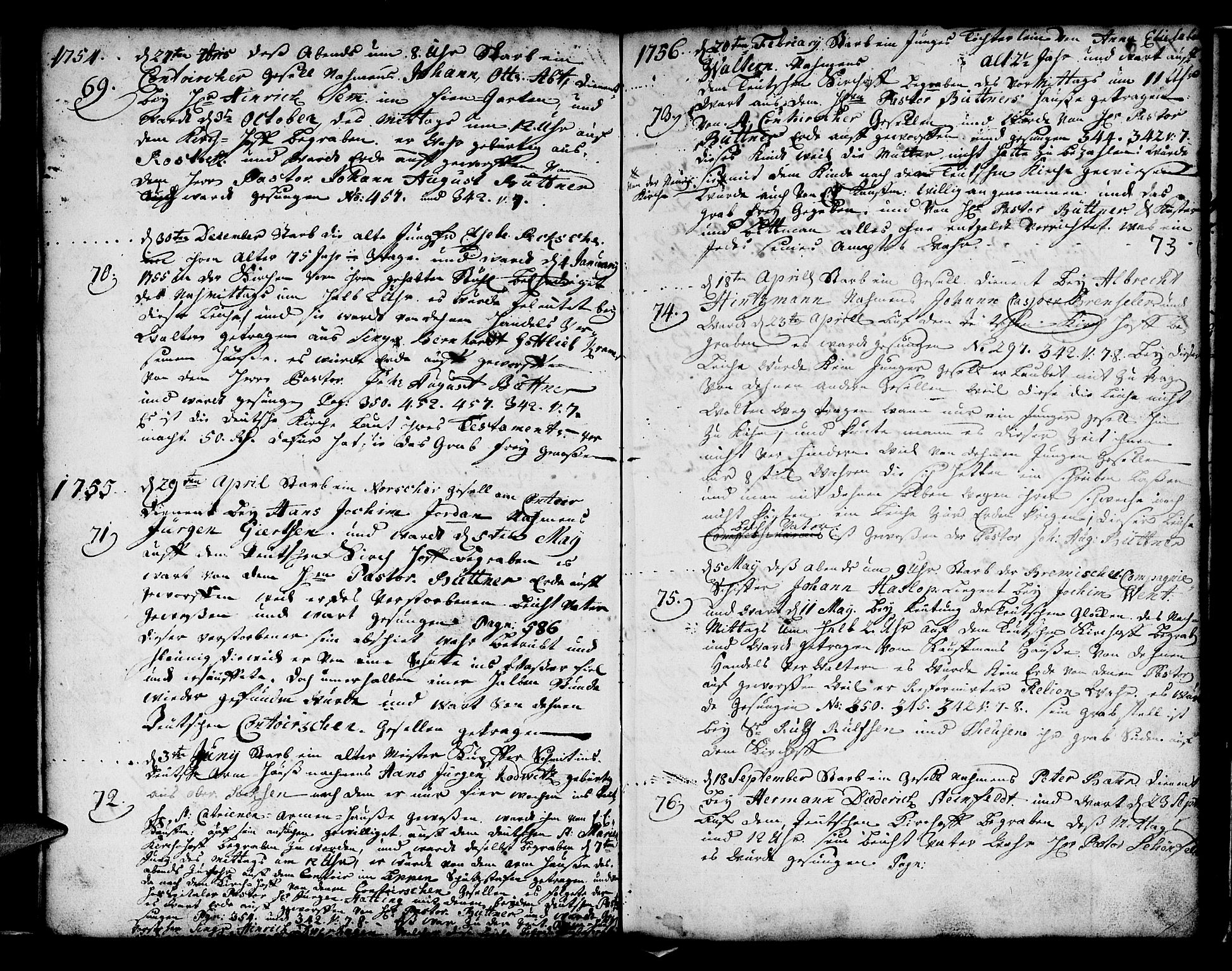 Mariakirken Sokneprestembete, SAB/A-76901/H/Haa/L0001: Parish register (official) no. A 1, 1740-1784, p. 73