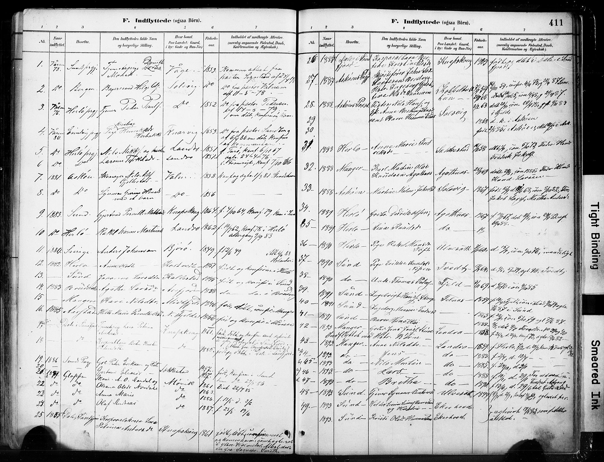 Fjell sokneprestembete, SAB/A-75301/H/Hab: Parish register (copy) no. A 4, 1880-1899, p. 411
