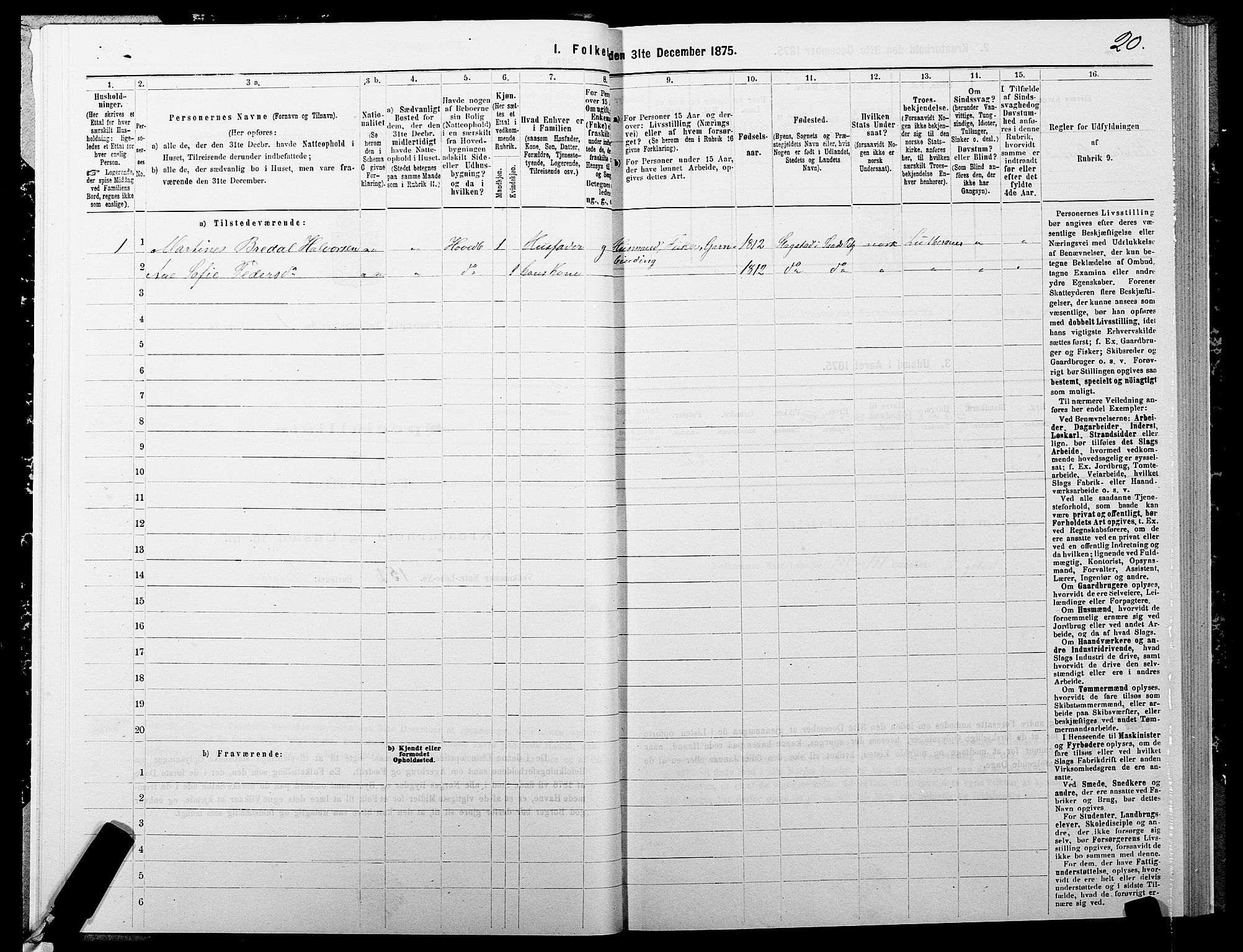 SATØ, 1875 census for 1915P Sand, 1875, p. 1020
