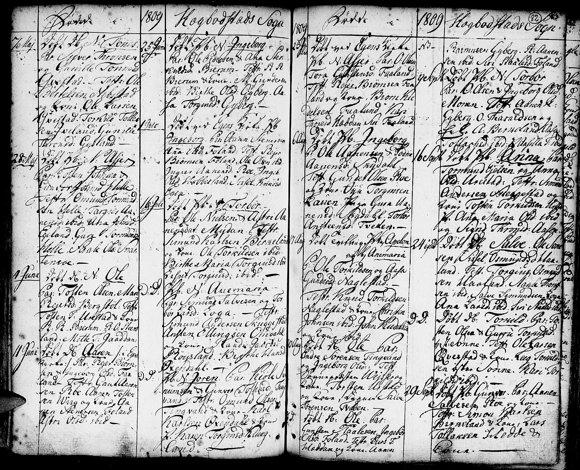 Hægebostad sokneprestkontor, SAK/1111-0024/F/Fa/Faa/L0001: Parish register (official) no. A 1 /1, 1760-1820, p. 82
