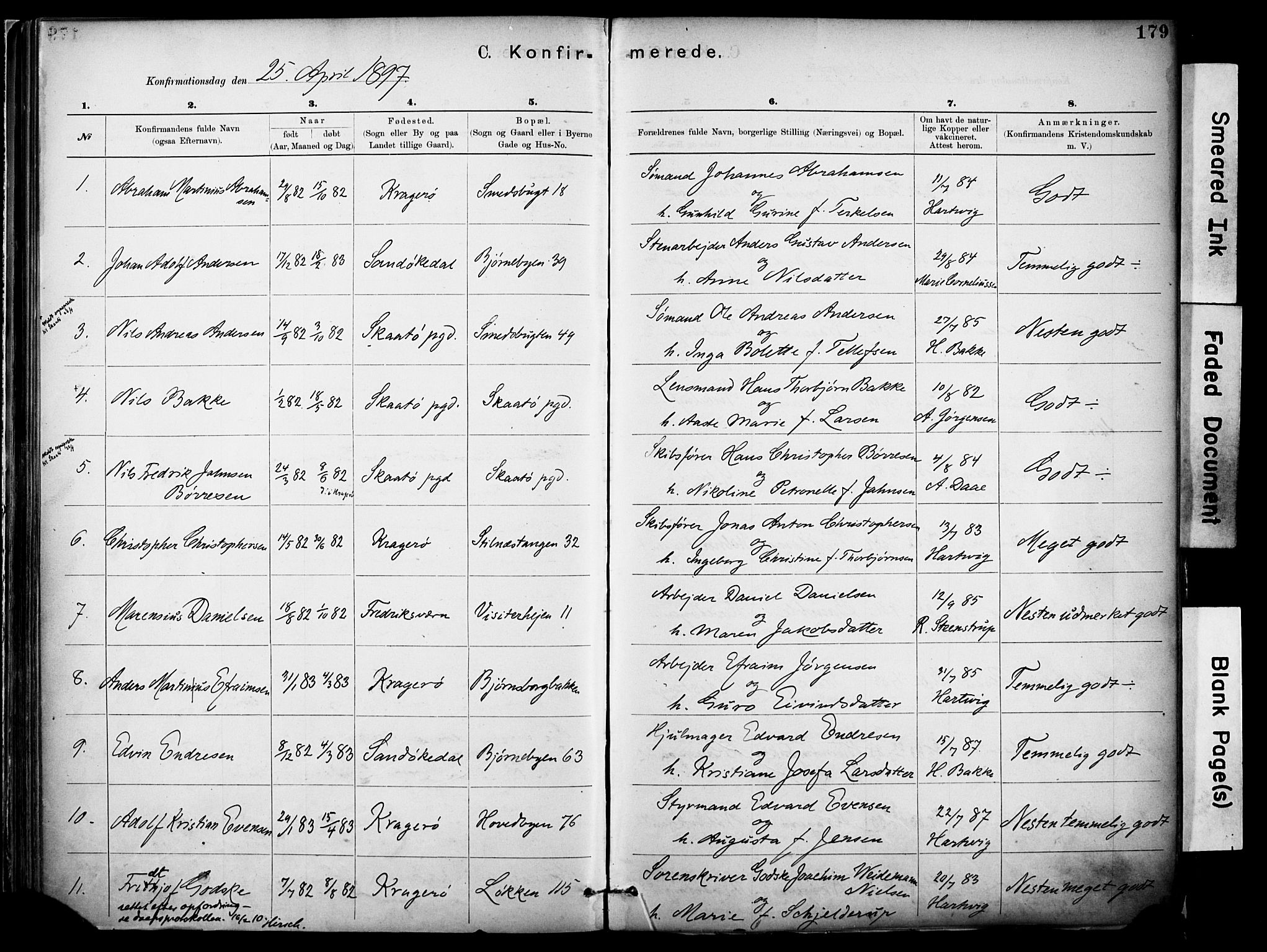 Kragerø kirkebøker, SAKO/A-278/F/Fa/L0012: Parish register (official) no. 12, 1880-1904, p. 179