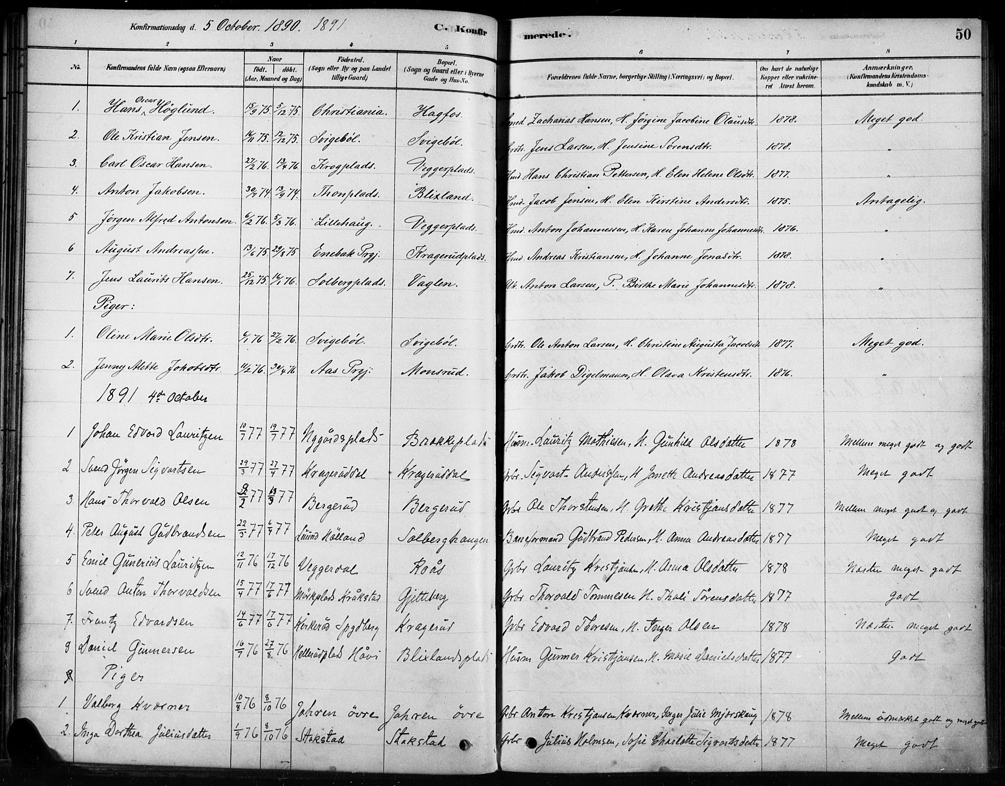 Hobøl prestekontor Kirkebøker, AV/SAO-A-2002/F/Fb/L0001: Parish register (official) no. II 1, 1878-1904, p. 50