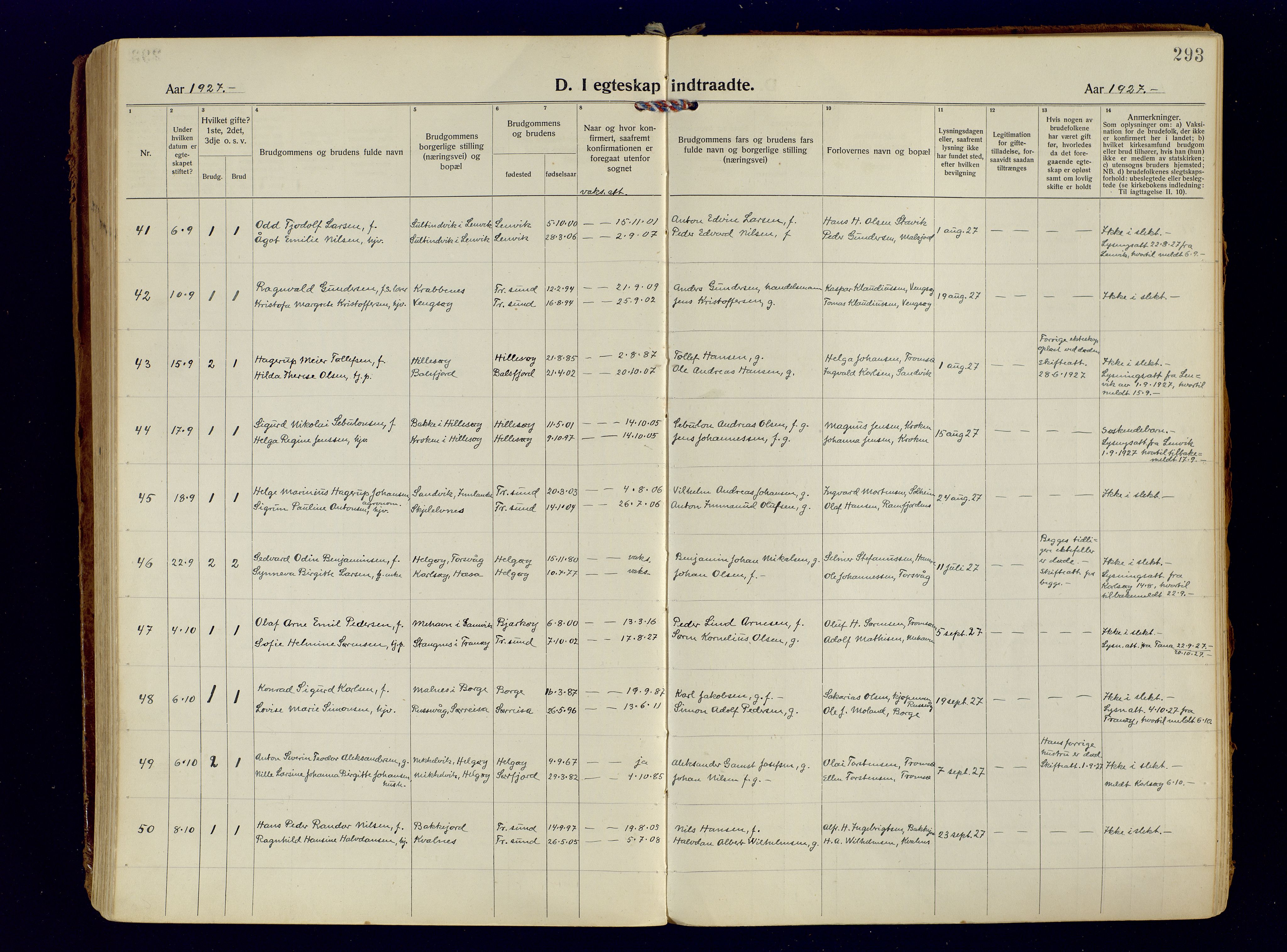 Tromsøysund sokneprestkontor, AV/SATØ-S-1304/G/Ga/L0009kirke: Parish register (official) no. 9, 1922-1934, p. 293