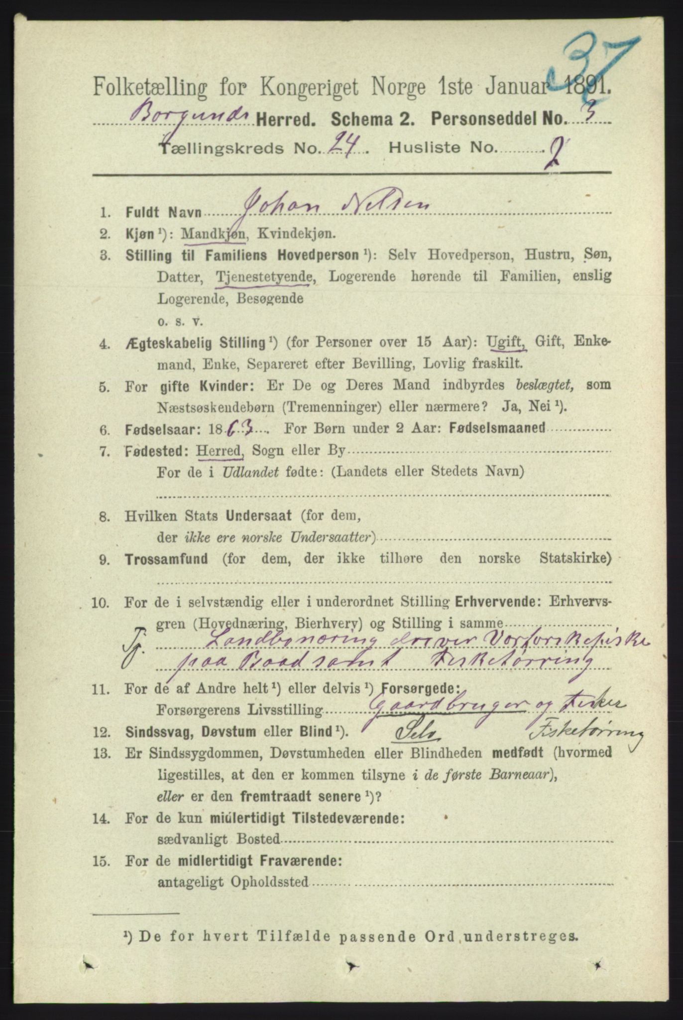 RA, 1891 census for 1531 Borgund, 1891, p. 7114