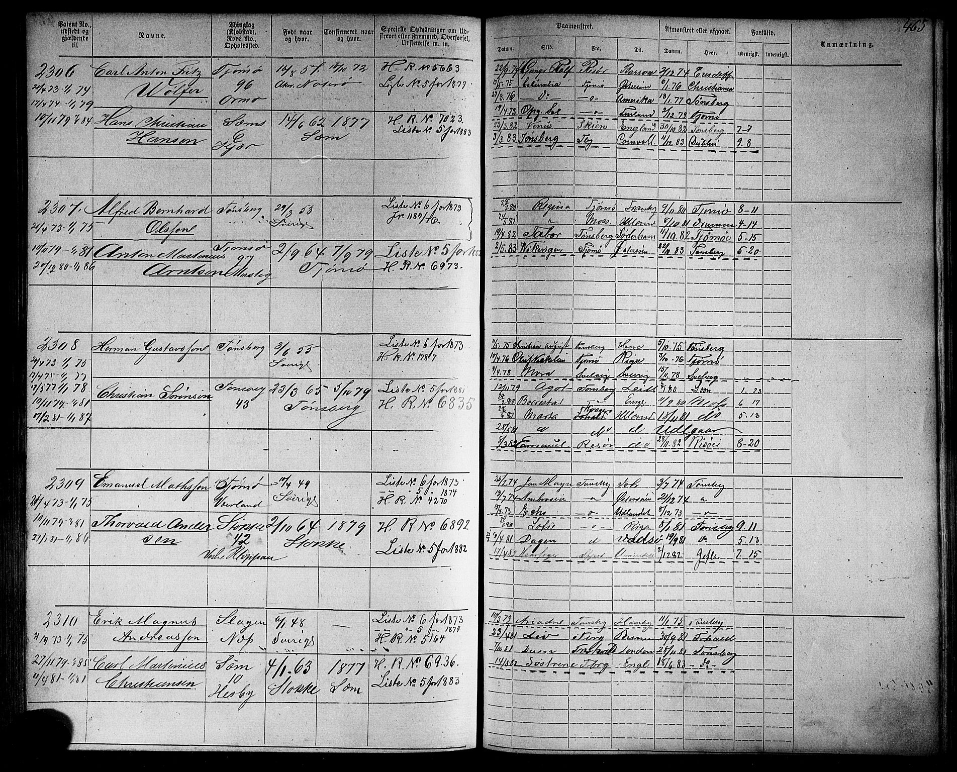 Tønsberg innrulleringskontor, SAKO/A-786/F/Fb/L0006: Annotasjonsrulle Patent nr. 1-2635, 1868-1877, p. 466