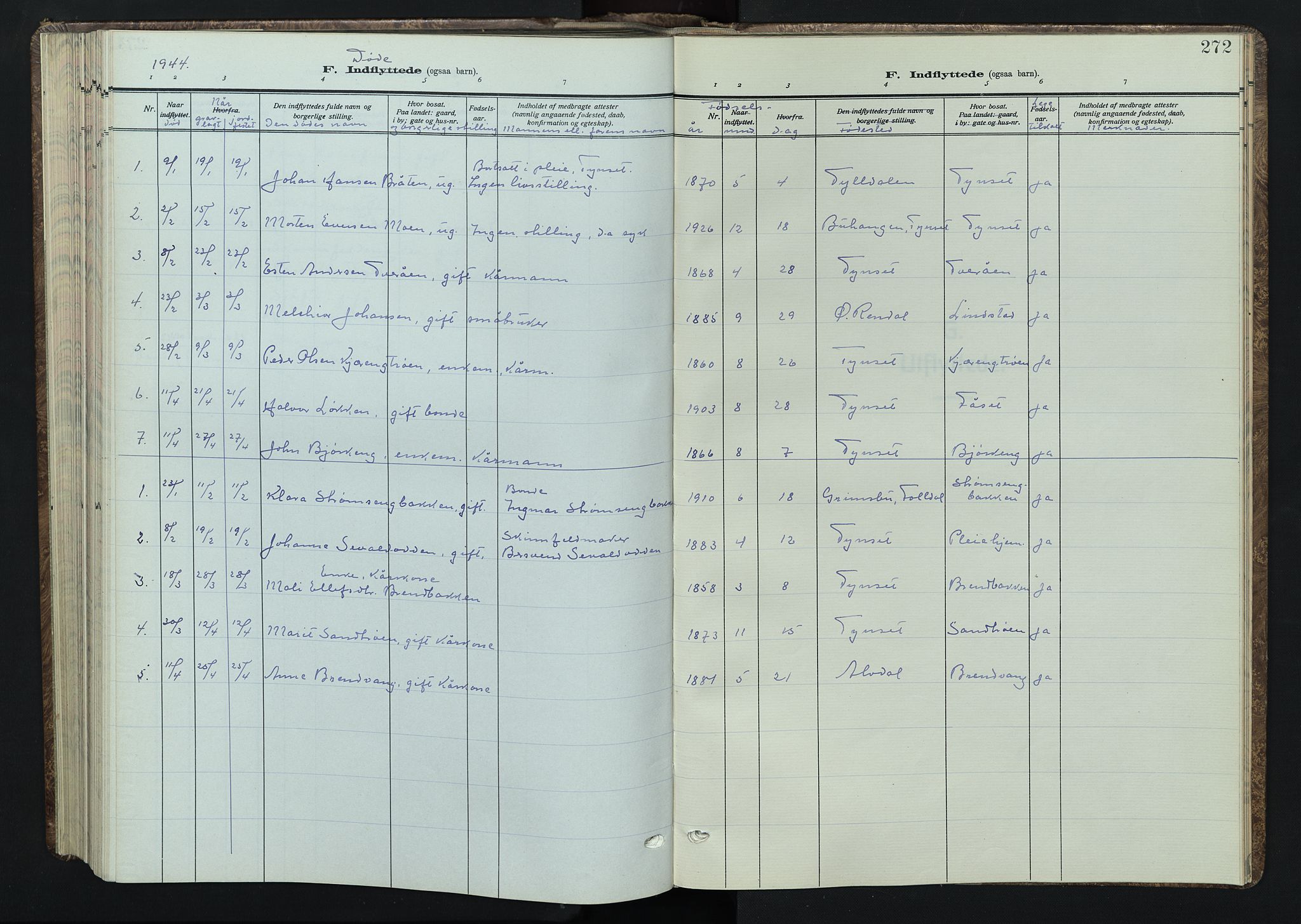 Tynset prestekontor, AV/SAH-PREST-058/H/Ha/Hab/L0012: Parish register (copy) no. 12, 1930-1944, p. 272