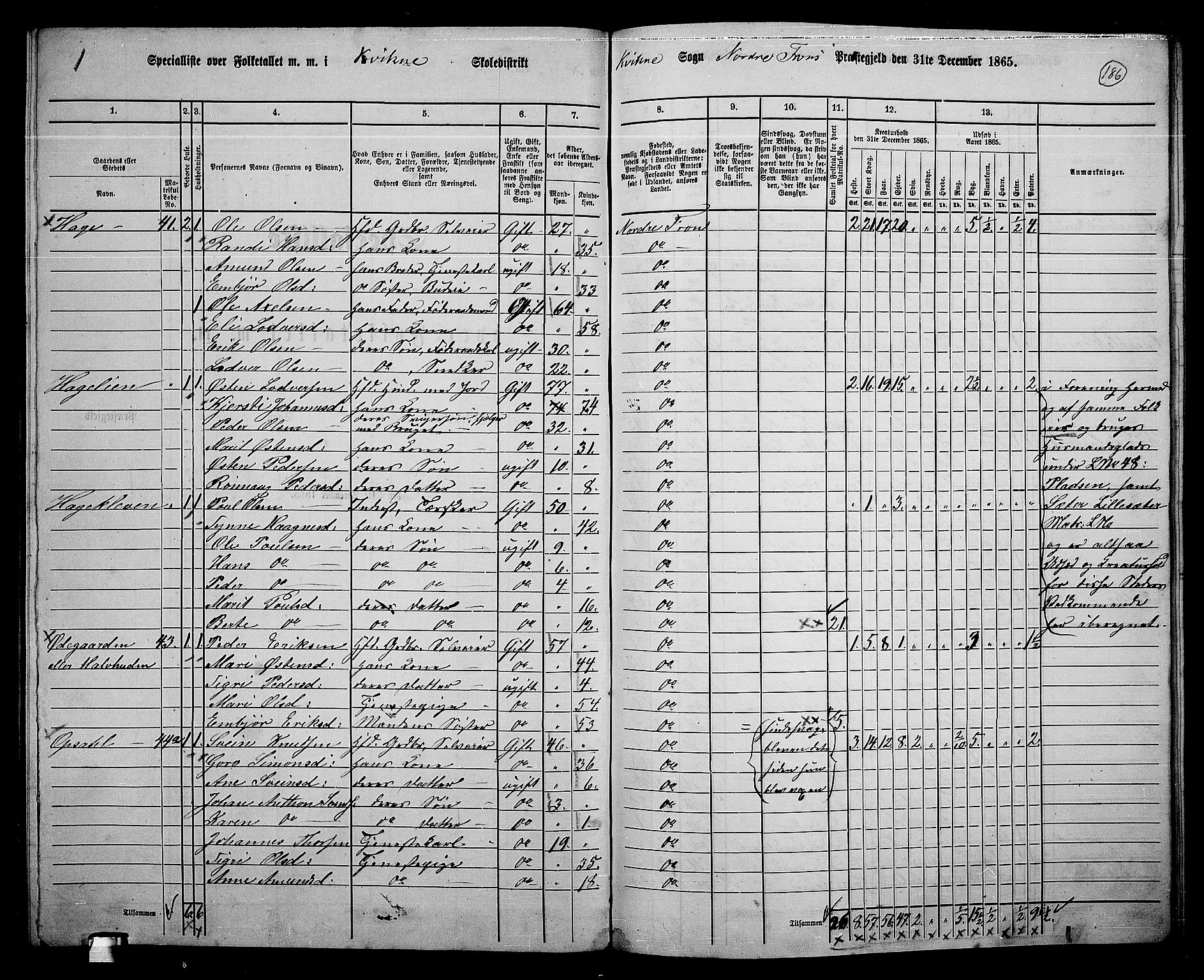 RA, 1865 census for Nord-Fron, 1865, p. 171