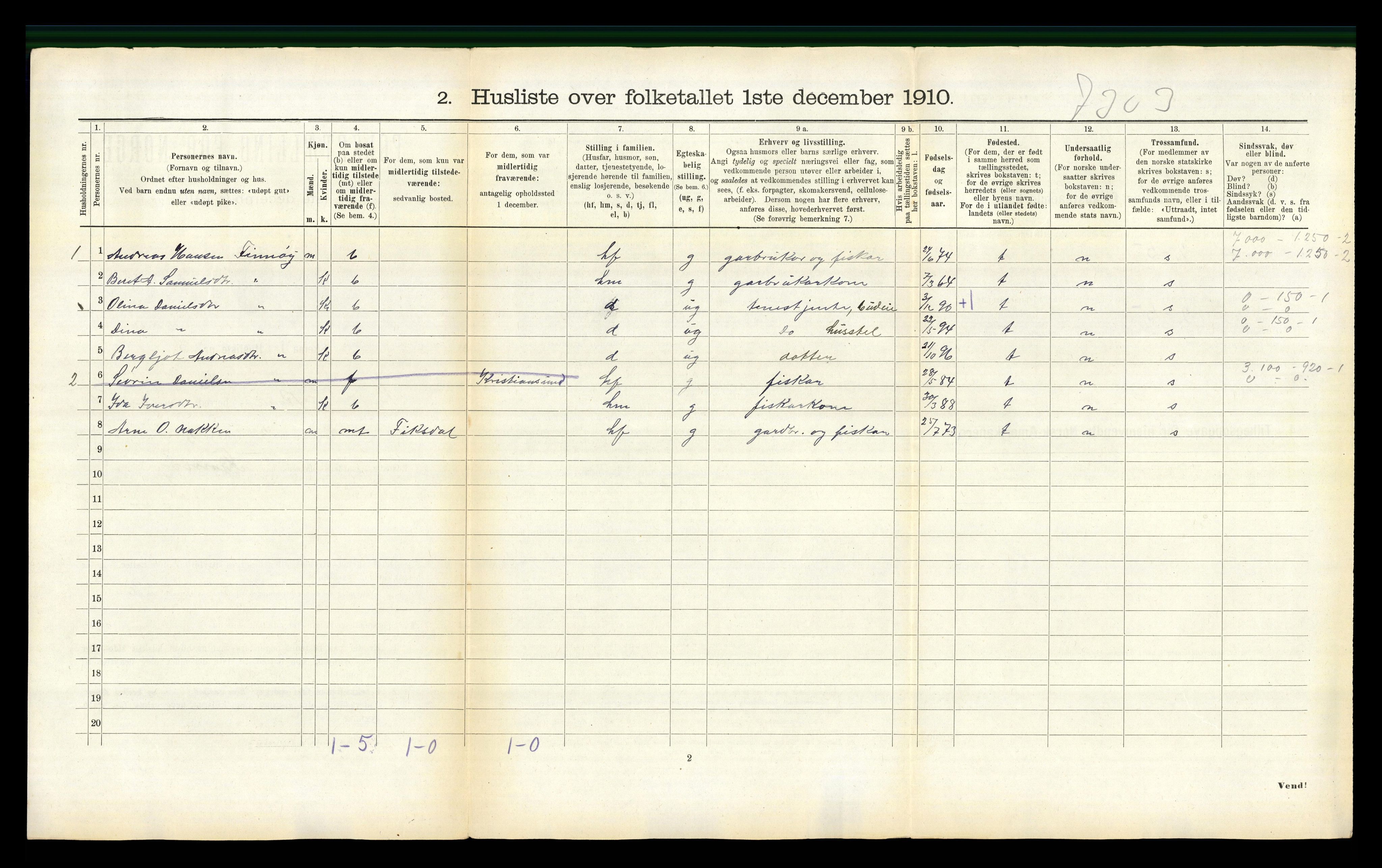 RA, 1910 census for Sandøy, 1910, p. 167