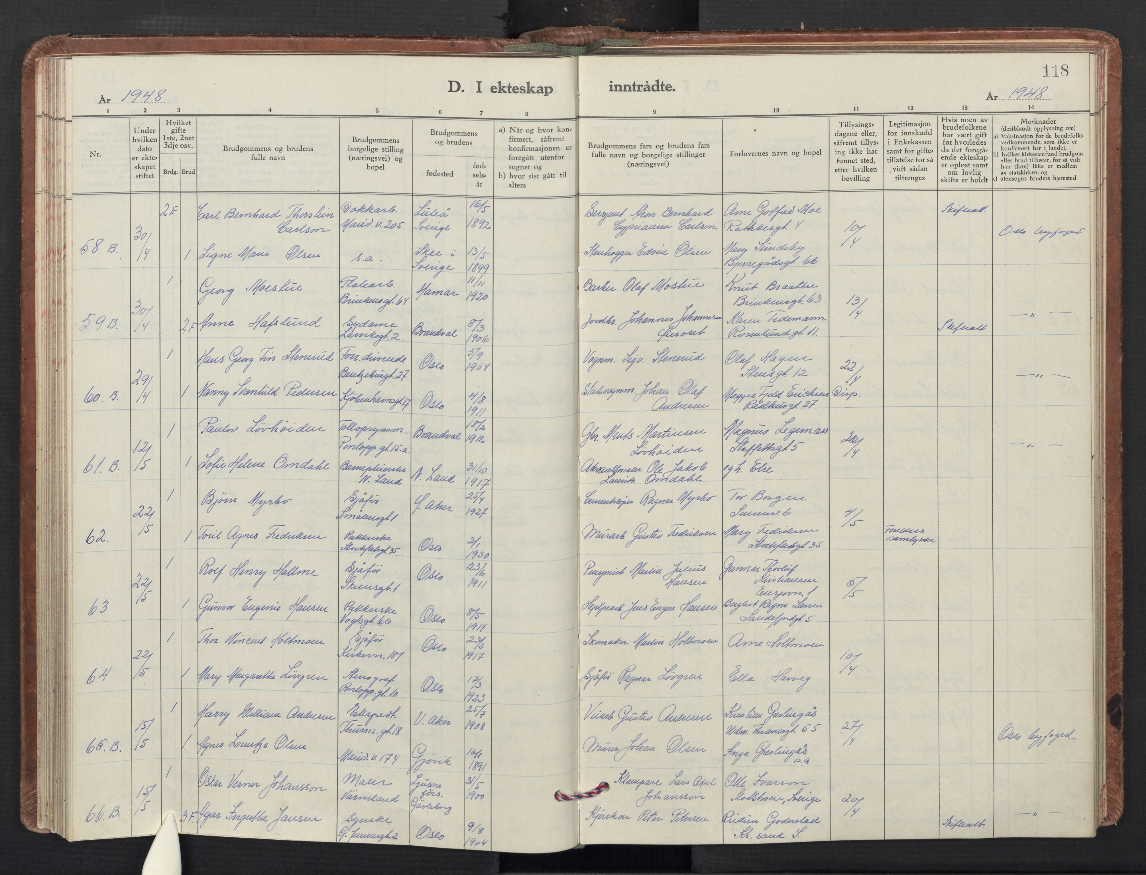 Sagene prestekontor Kirkebøker, AV/SAO-A-10796/F/L0019: Parish register (official) no. 19, 1939-1954, p. 118