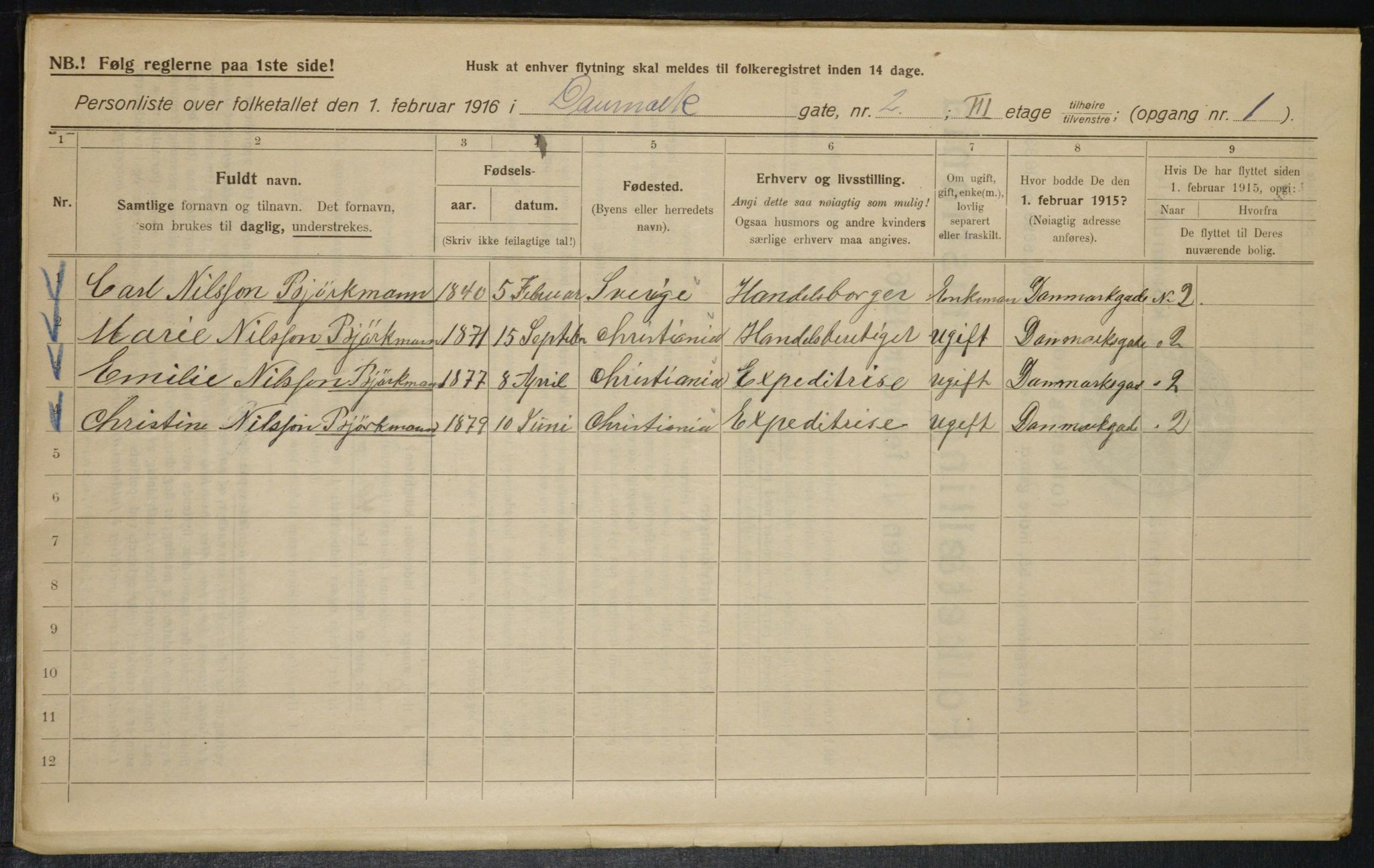 OBA, Municipal Census 1916 for Kristiania, 1916, p. 14628