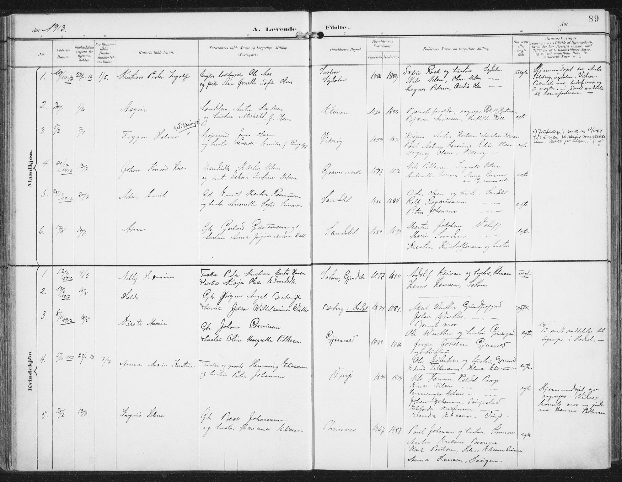 Ministerialprotokoller, klokkerbøker og fødselsregistre - Nordland, SAT/A-1459/876/L1098: Parish register (official) no. 876A04, 1896-1915, p. 89