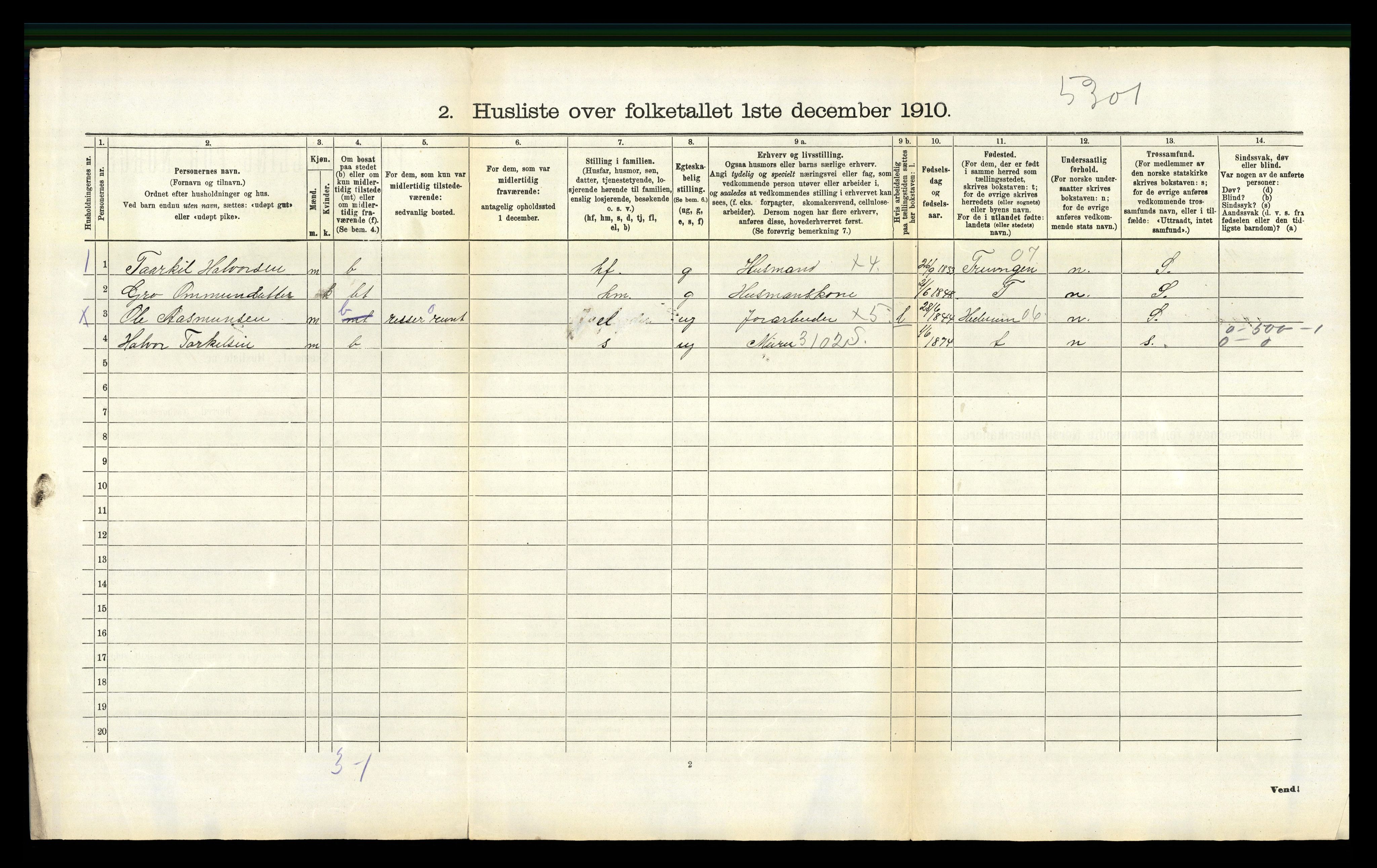 RA, 1910 census for Åmli, 1910, p. 150