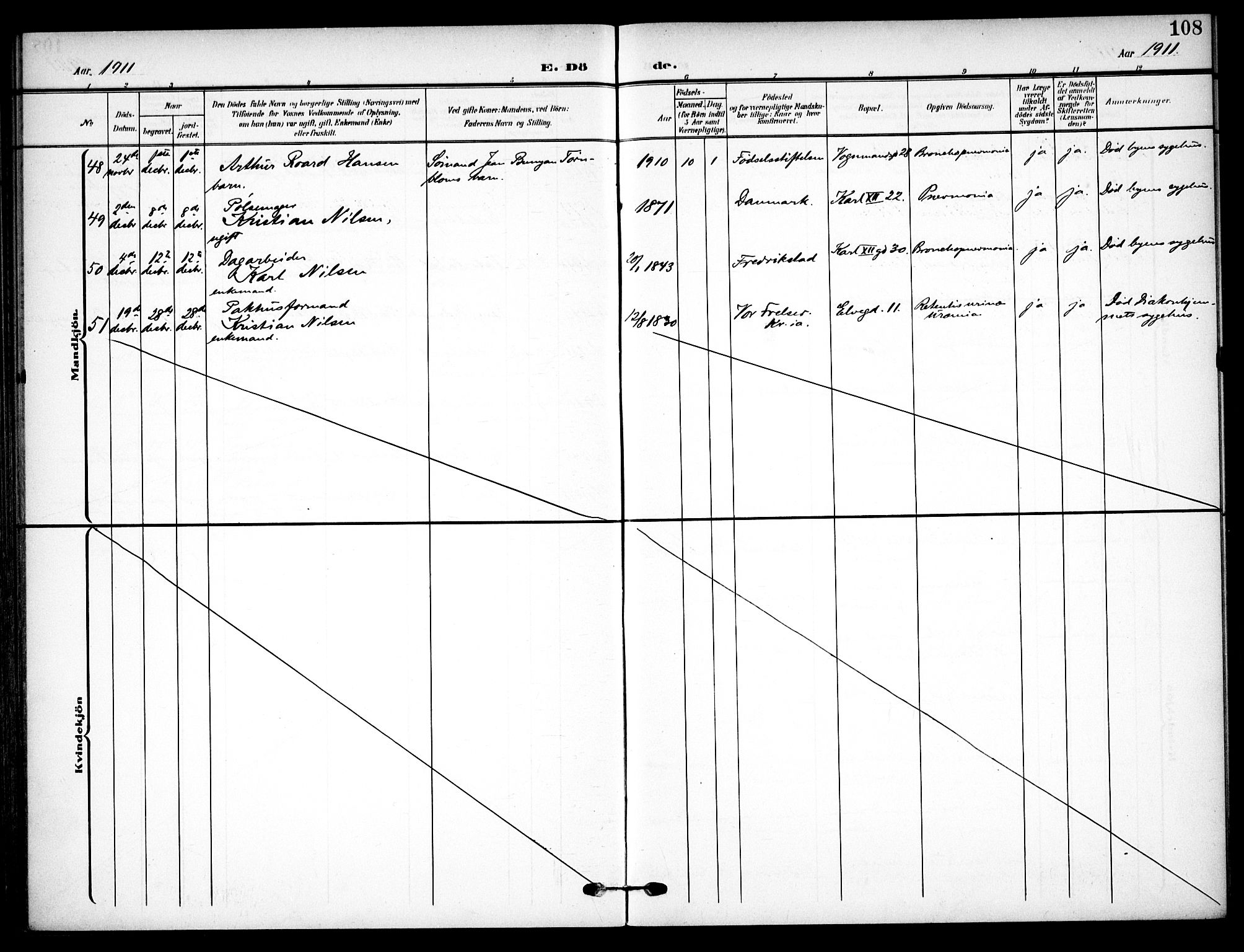 Vaterland prestekontor Kirkebøker, AV/SAO-A-10880/F/Fa/L0002: Parish register (official) no. 2, 1907-1921, p. 108