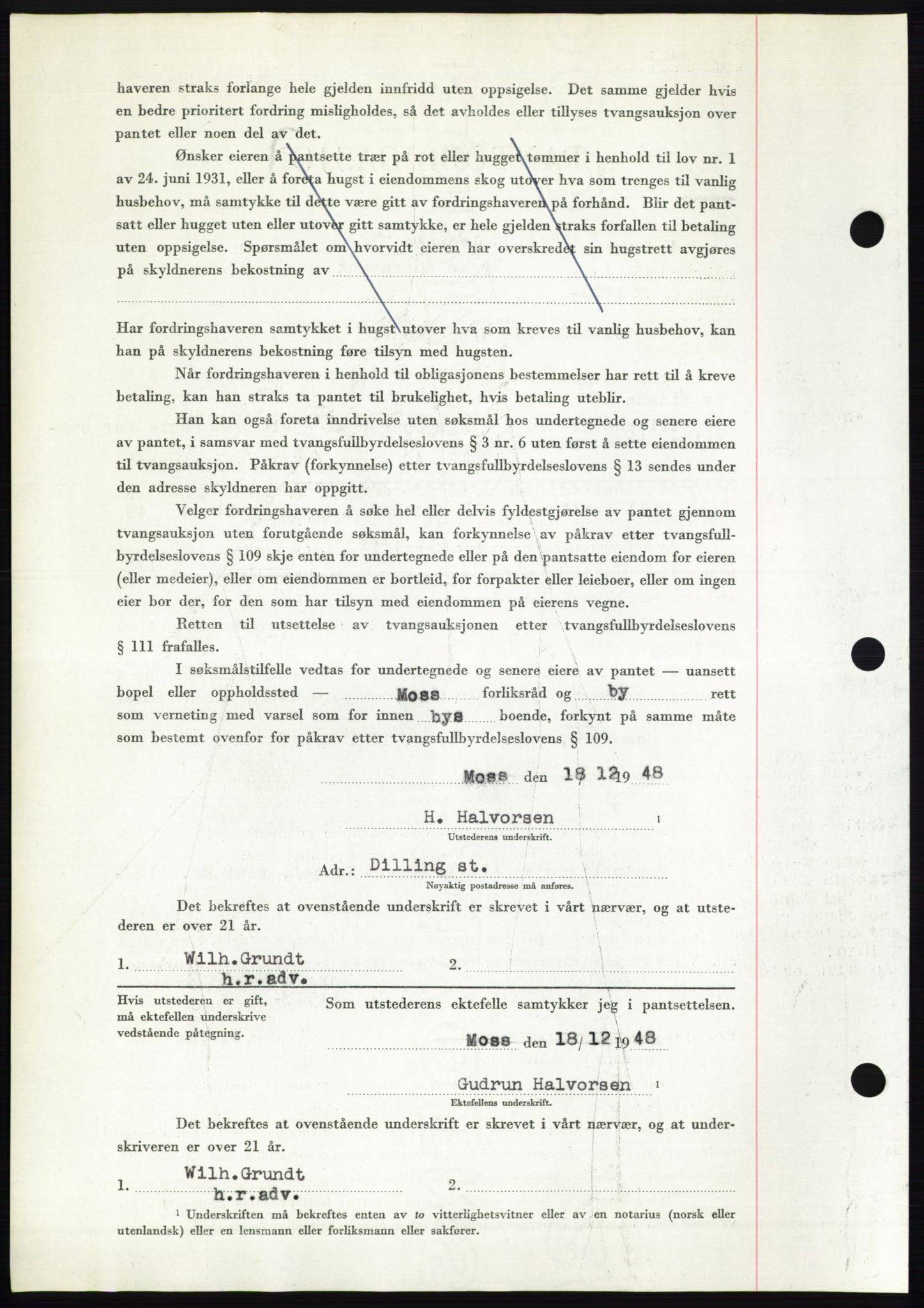 Moss sorenskriveri, AV/SAO-A-10168: Mortgage book no. B20, 1948-1948, Diary no: : 3297/1948