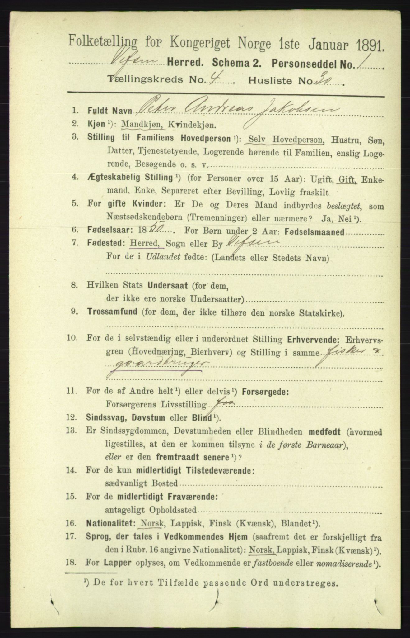 RA, 1891 census for 1824 Vefsn, 1891, p. 1831
