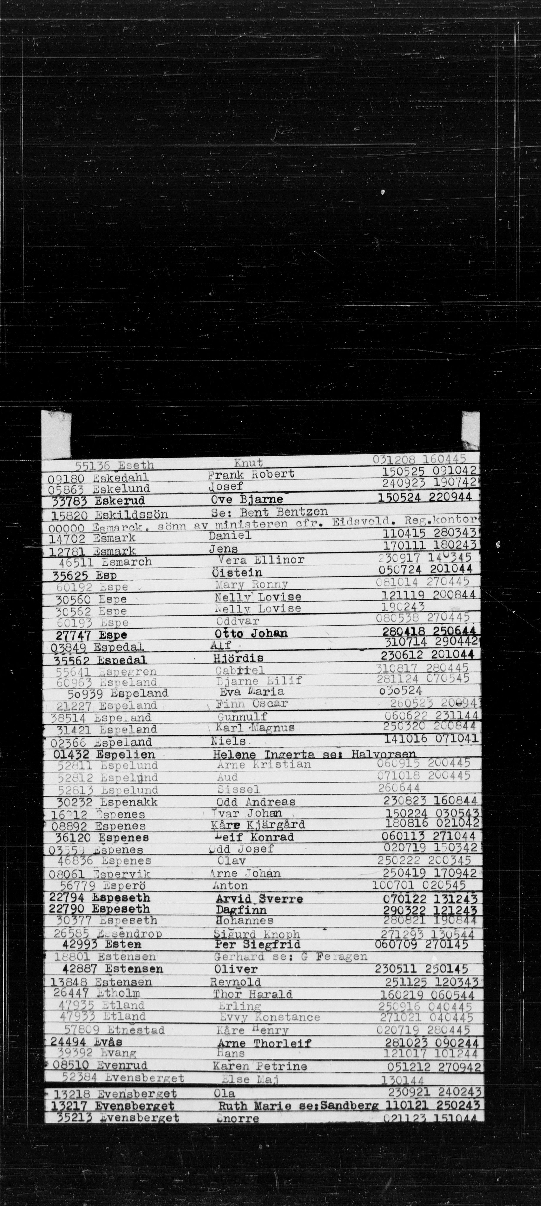 Den Kgl. Norske Legasjons Flyktningskontor, RA/S-6753/V/Va/L0022: Kjesäterkartoteket.  Alfabetisk register, A-Å., 1940-1945, p. 182
