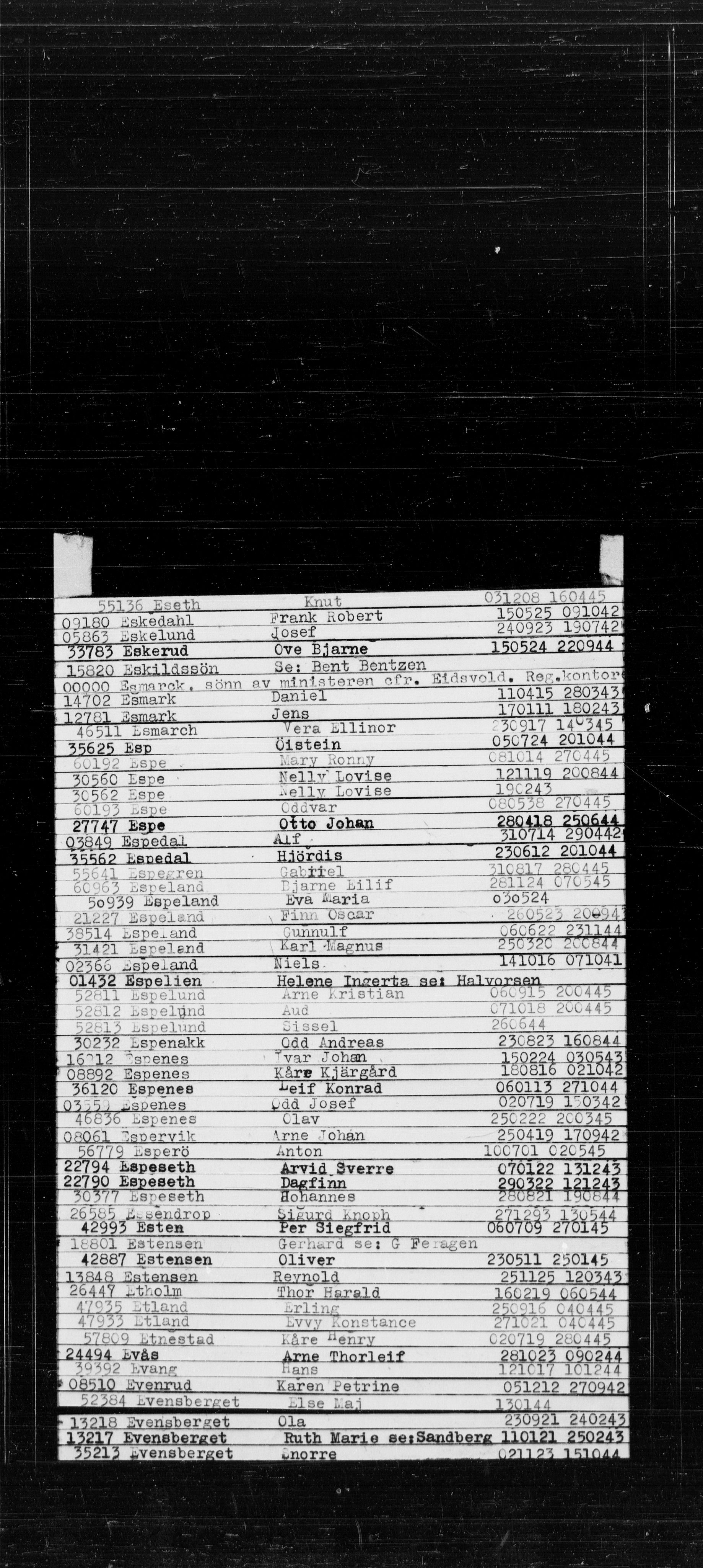 Den Kgl. Norske Legasjons Flyktningskontor, AV/RA-S-6753/V/Va/L0022: Kjesäterkartoteket.  Alfabetisk register, A-Å., 1940-1945, p. 182