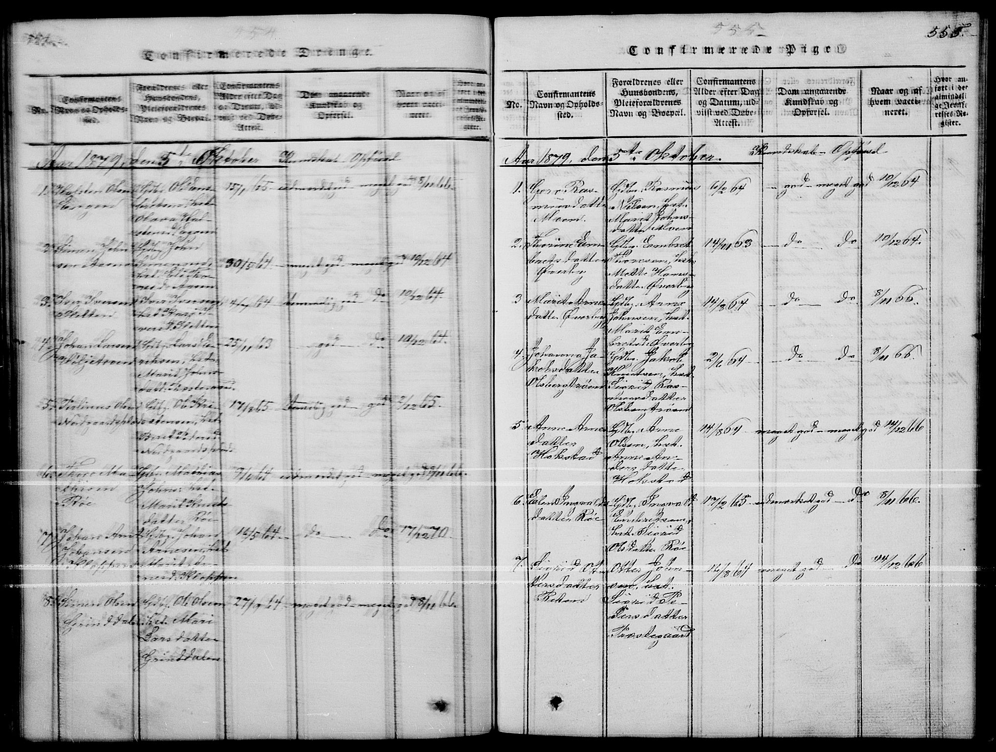 Tynset prestekontor, SAH/PREST-058/H/Ha/Hab/L0004: Parish register (copy) no. 4, 1814-1879, p. 554-555