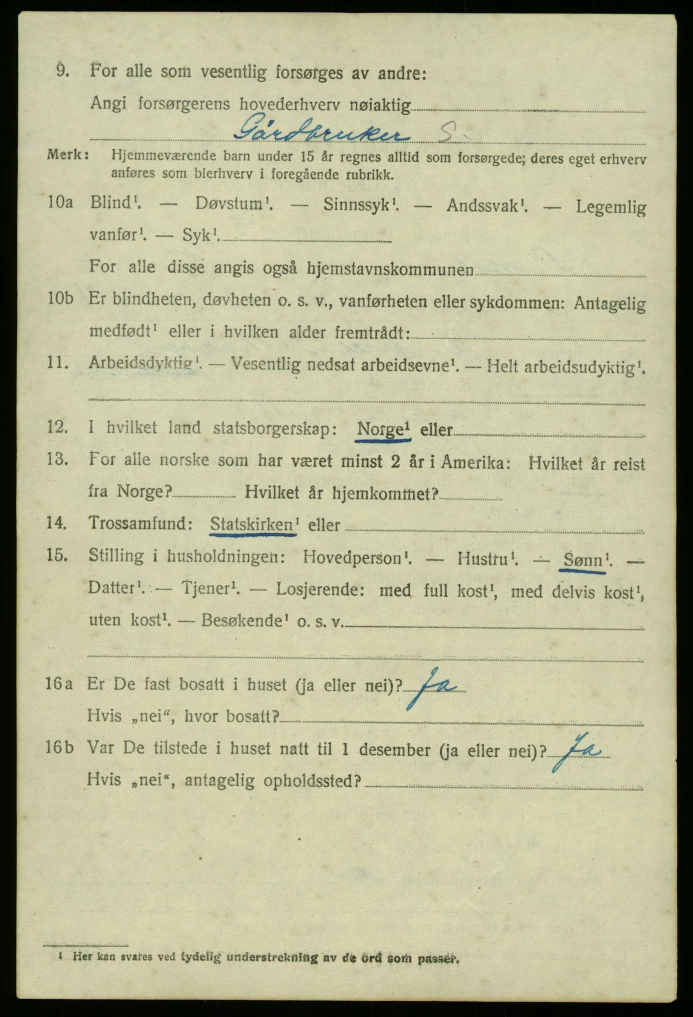 SAB, 1920 census for Manger, 1920, p. 3016