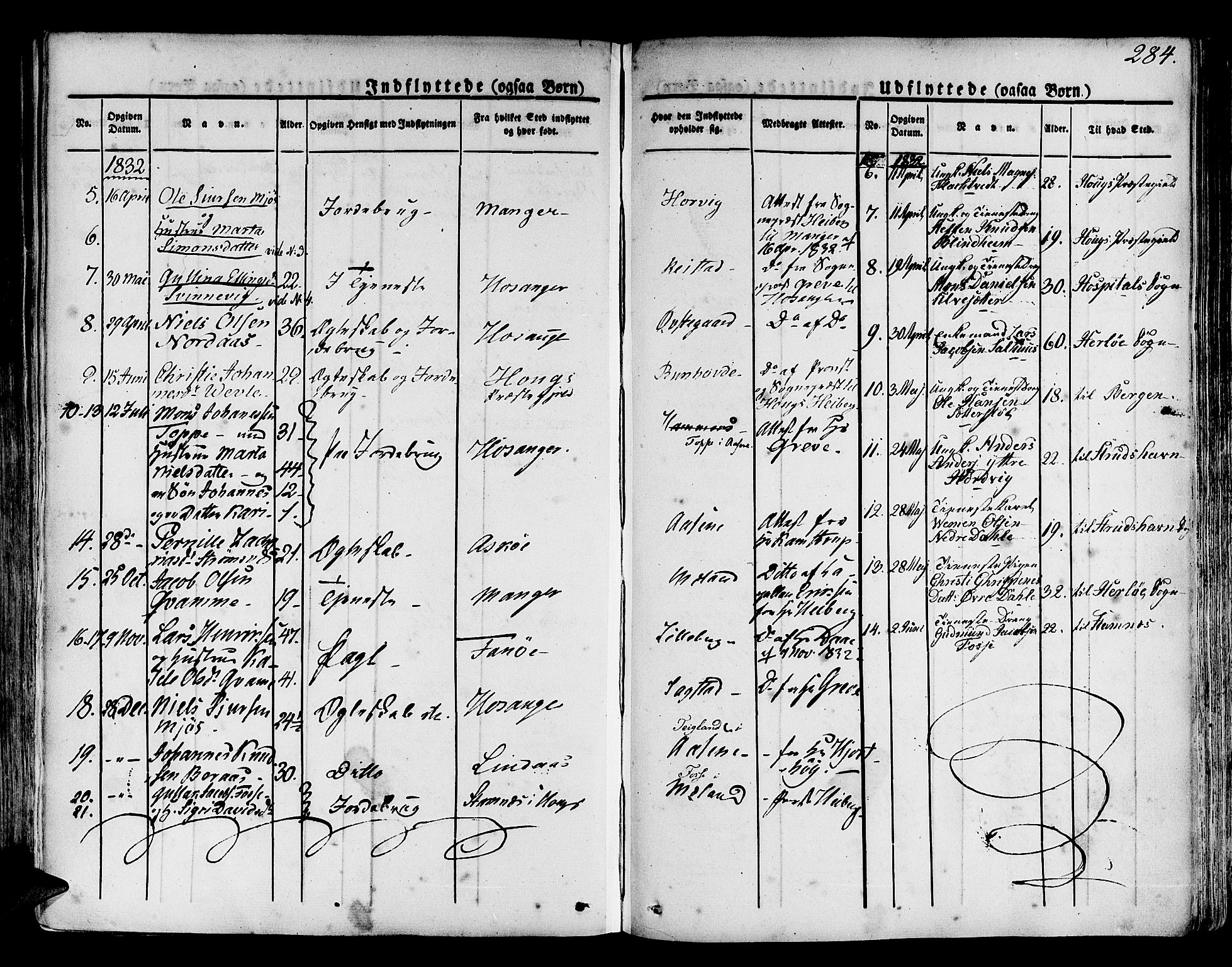 Hamre sokneprestembete, SAB/A-75501/H/Ha/Haa/Haaa/L0011: Parish register (official) no. A 11, 1826-1834, p. 284