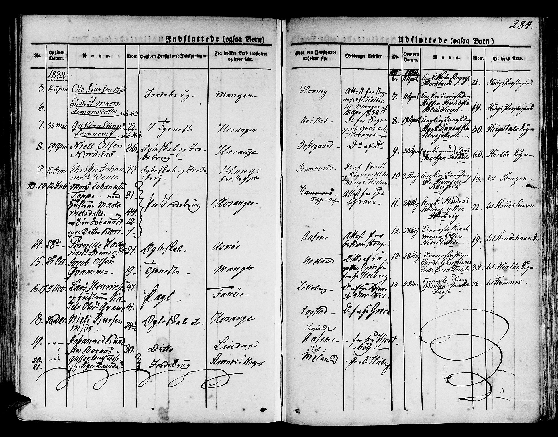 Hamre sokneprestembete, AV/SAB-A-75501/H/Ha/Haa/Haaa/L0011: Parish register (official) no. A 11, 1826-1834, p. 284