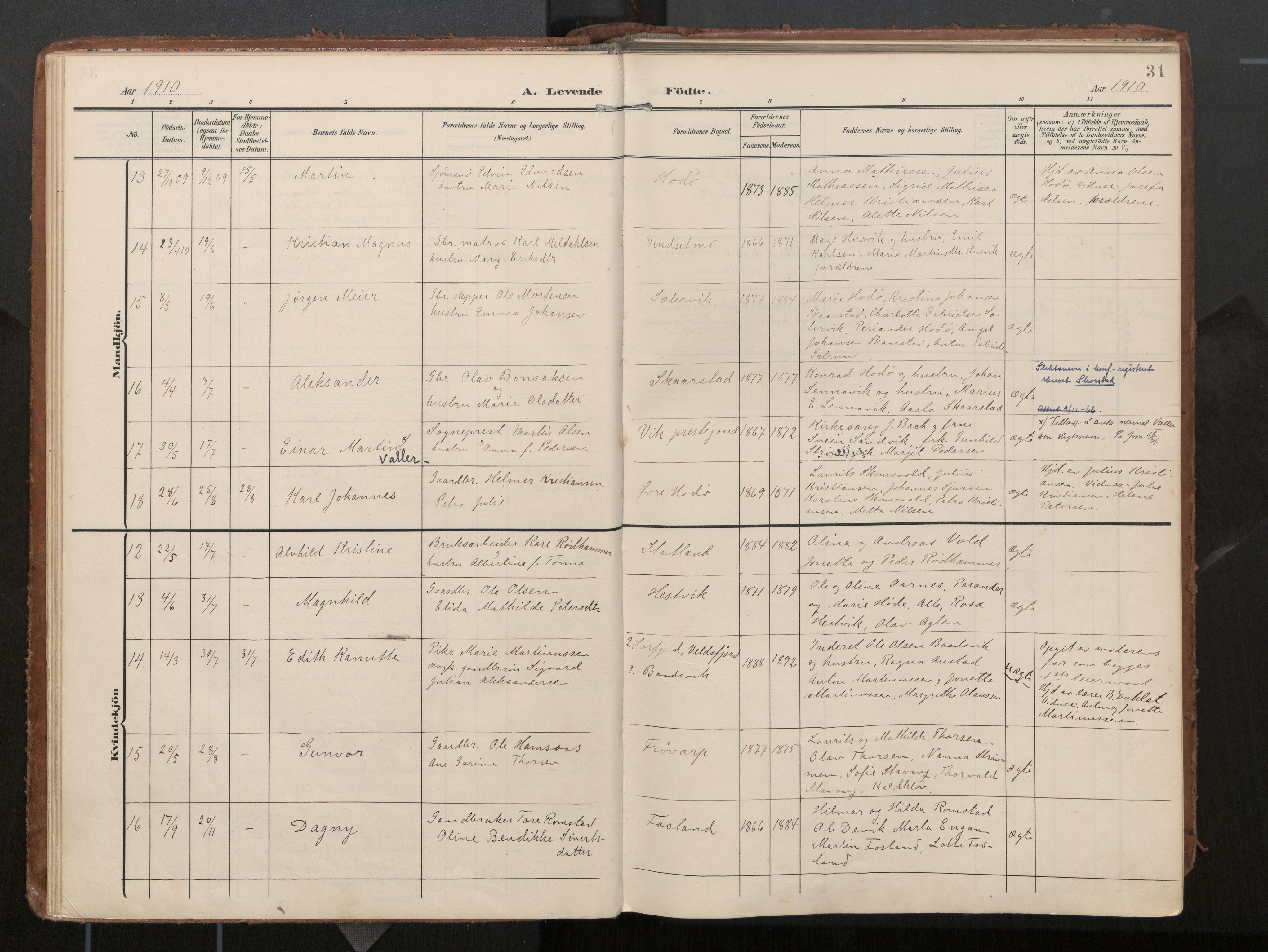 Ministerialprotokoller, klokkerbøker og fødselsregistre - Nord-Trøndelag, SAT/A-1458/774/L0629: Parish register (official), 1904-1926, p. 31
