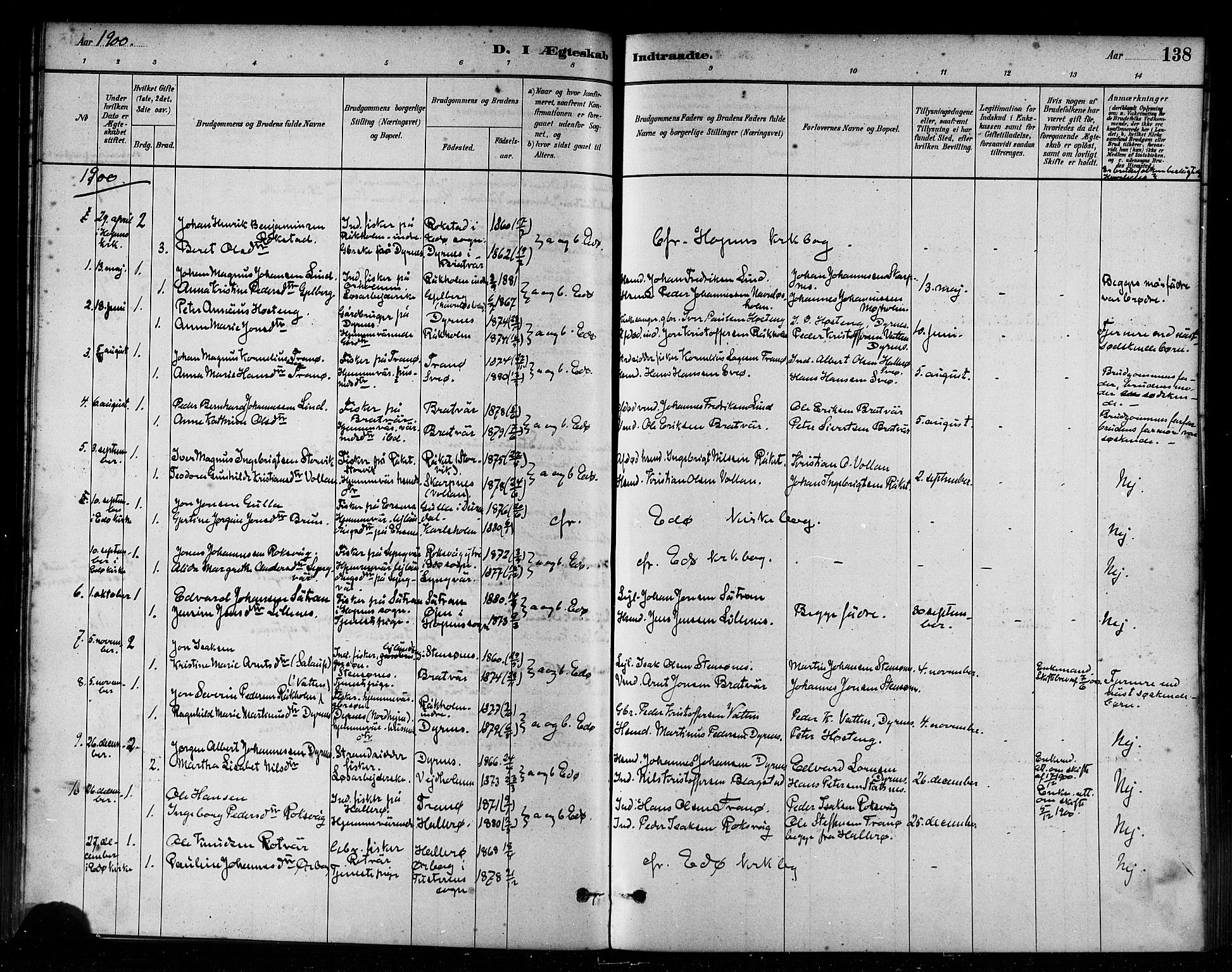 Ministerialprotokoller, klokkerbøker og fødselsregistre - Møre og Romsdal, AV/SAT-A-1454/582/L0947: Parish register (official) no. 582A01, 1880-1900, p. 138