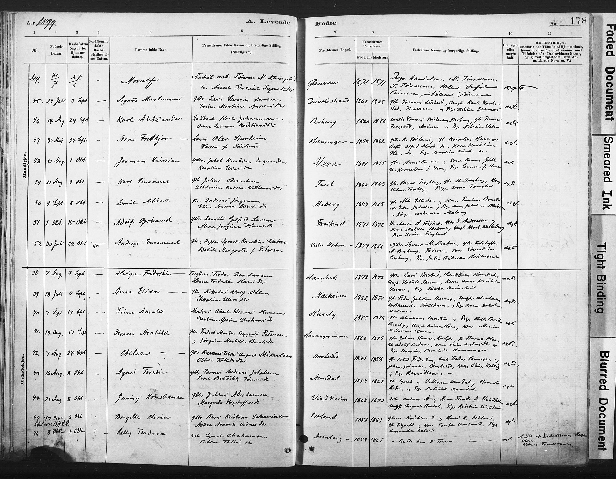 Lista sokneprestkontor, AV/SAK-1111-0027/F/Fa/L0012: Parish register (official) no. A 12, 1879-1903, p. 178