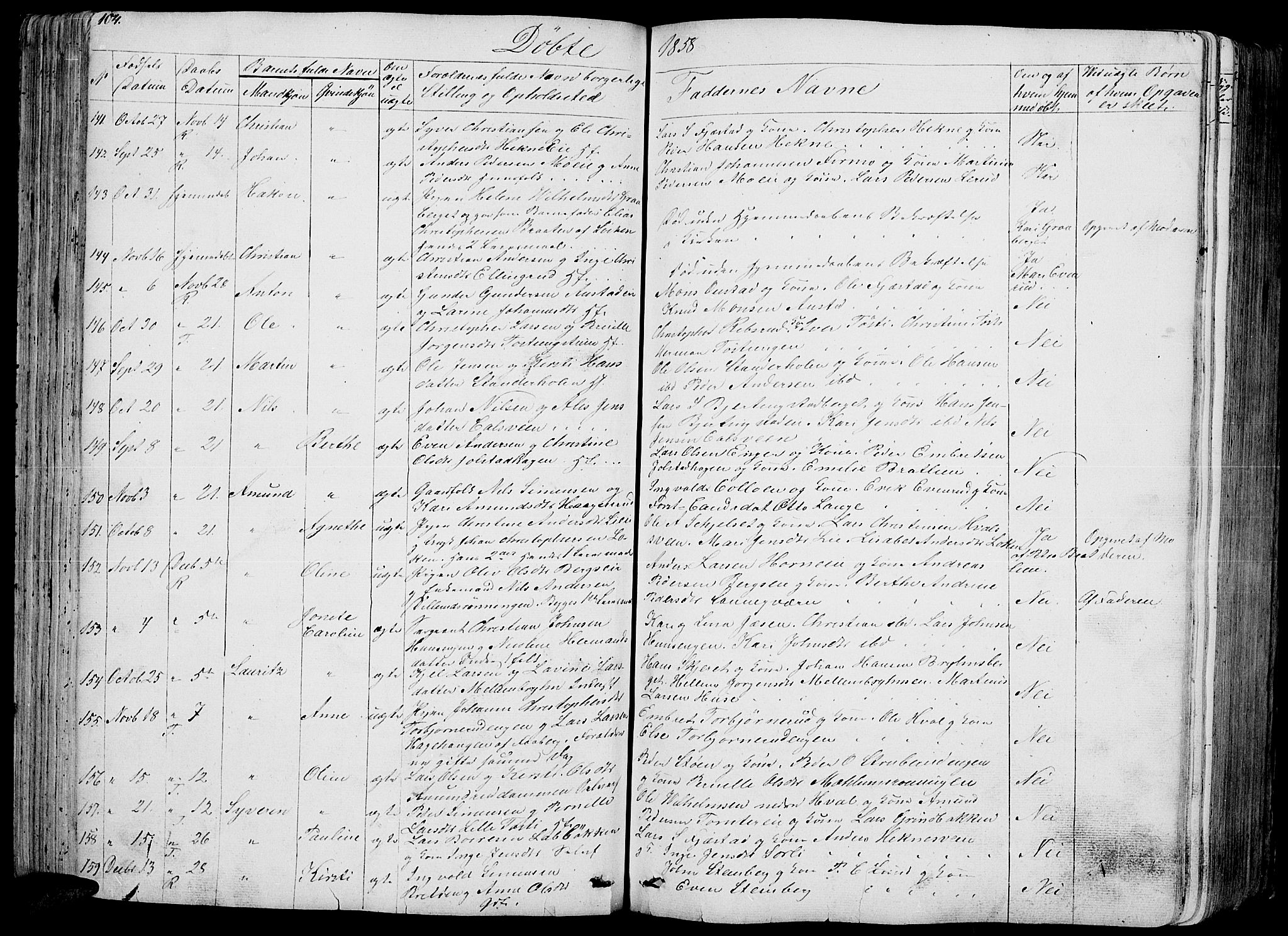 Romedal prestekontor, SAH/PREST-004/L/L0009: Parish register (copy) no. 9, 1846-1866, p. 104