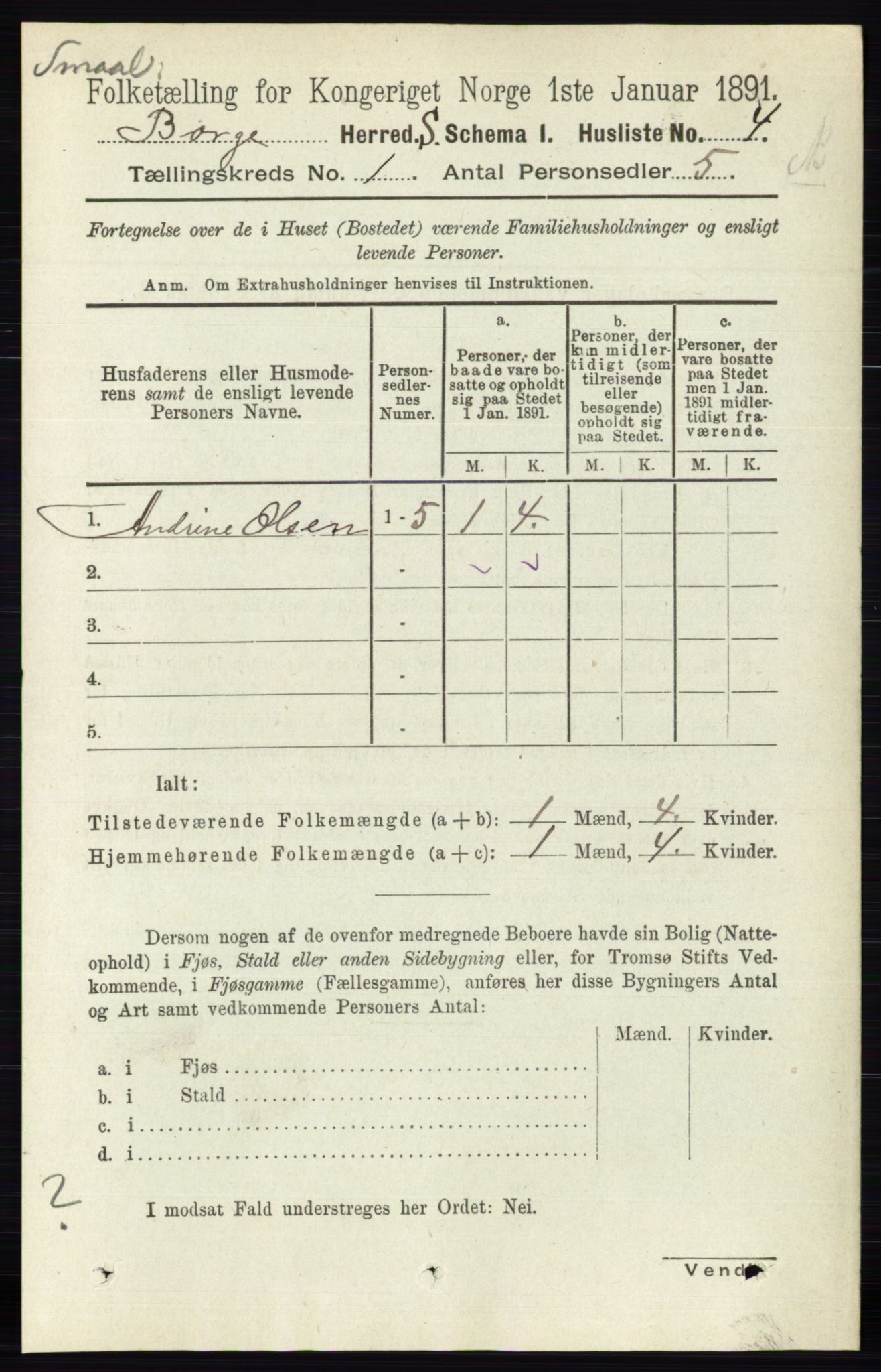 RA, 1891 census for 0113 Borge, 1891, p. 31