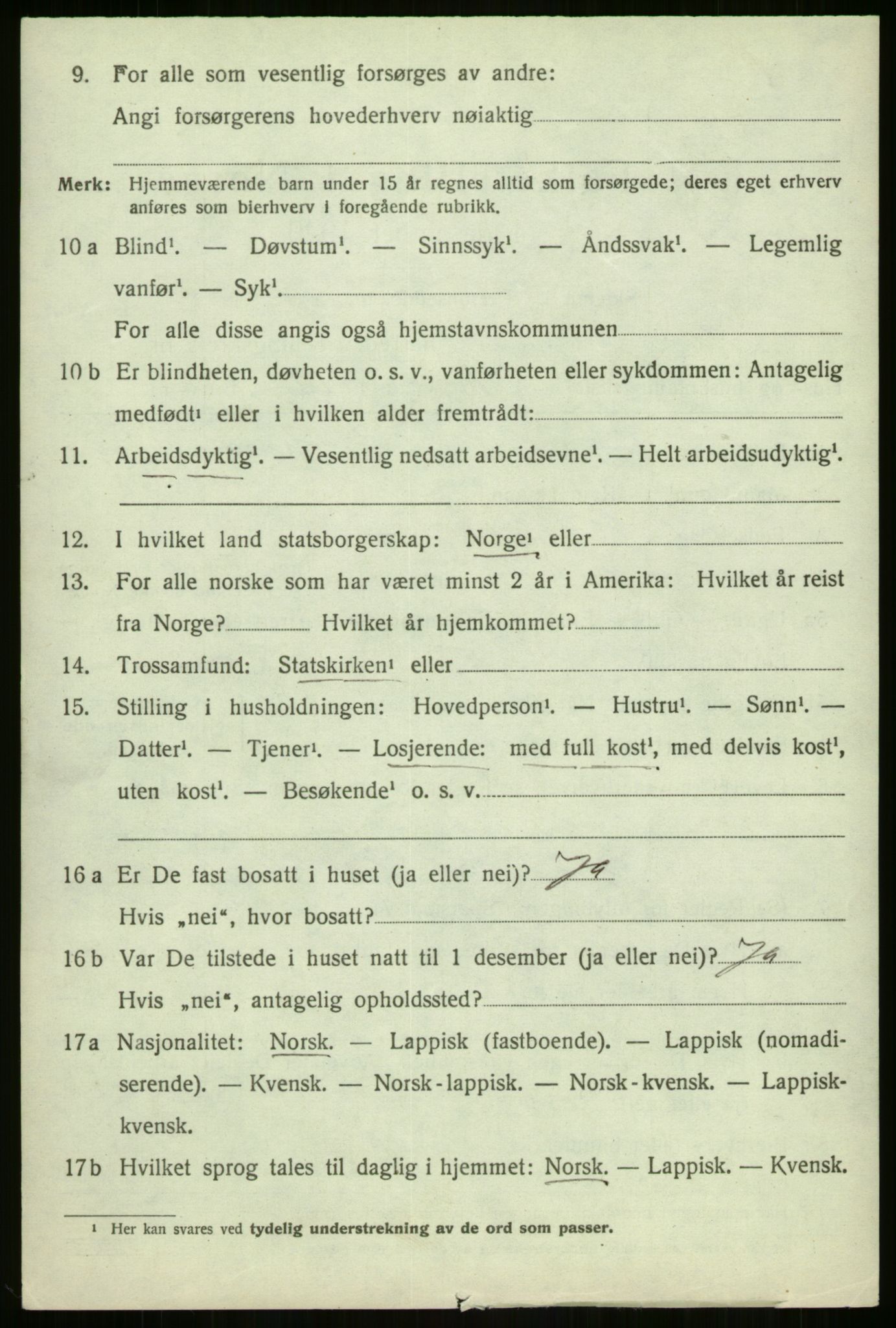 SATØ, 1920 census for Malangen, 1920, p. 1883