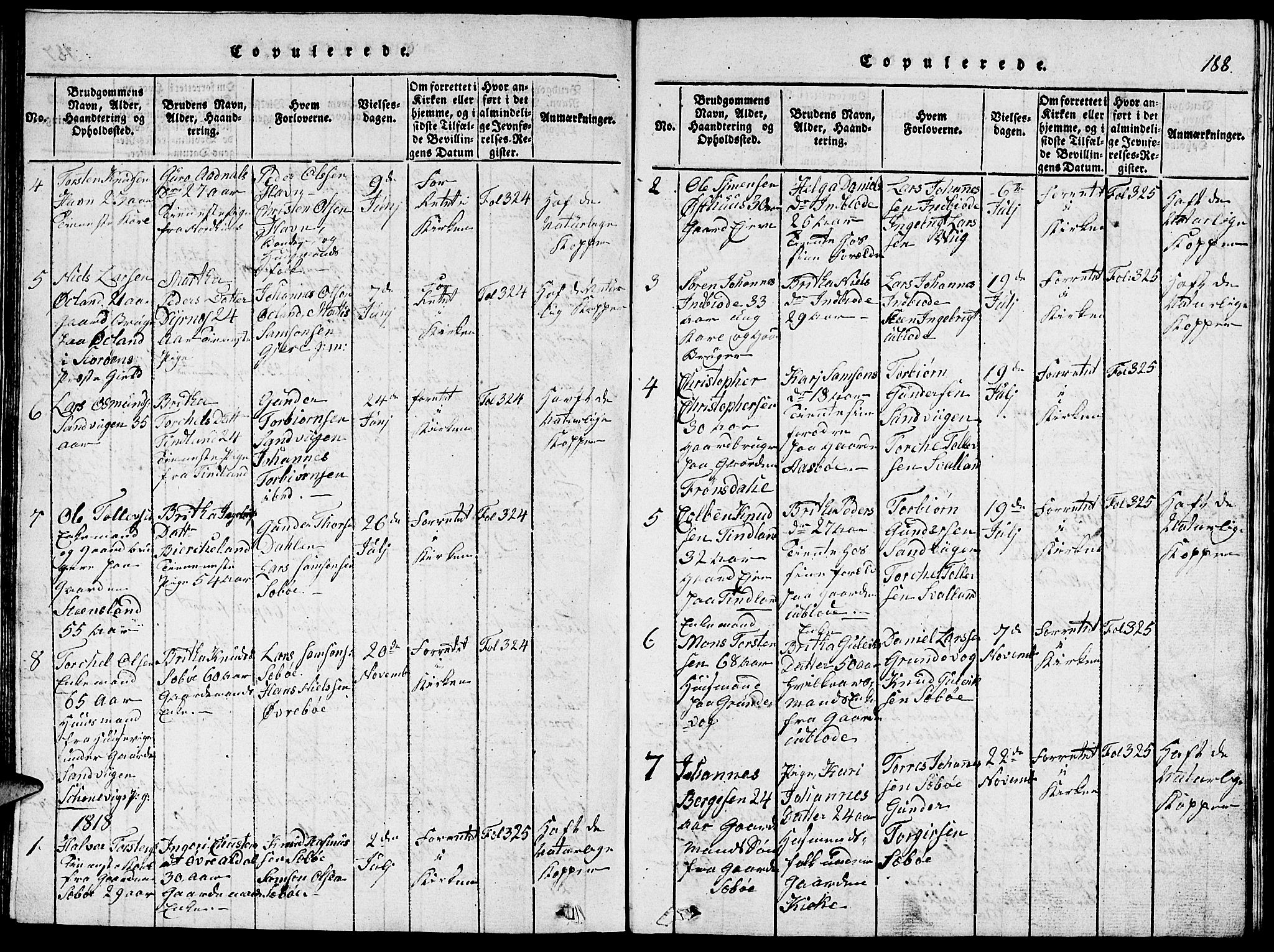 Fjelberg sokneprestembete, SAB/A-75201/H/Hab: Parish register (copy) no. A 1, 1816-1823, p. 188