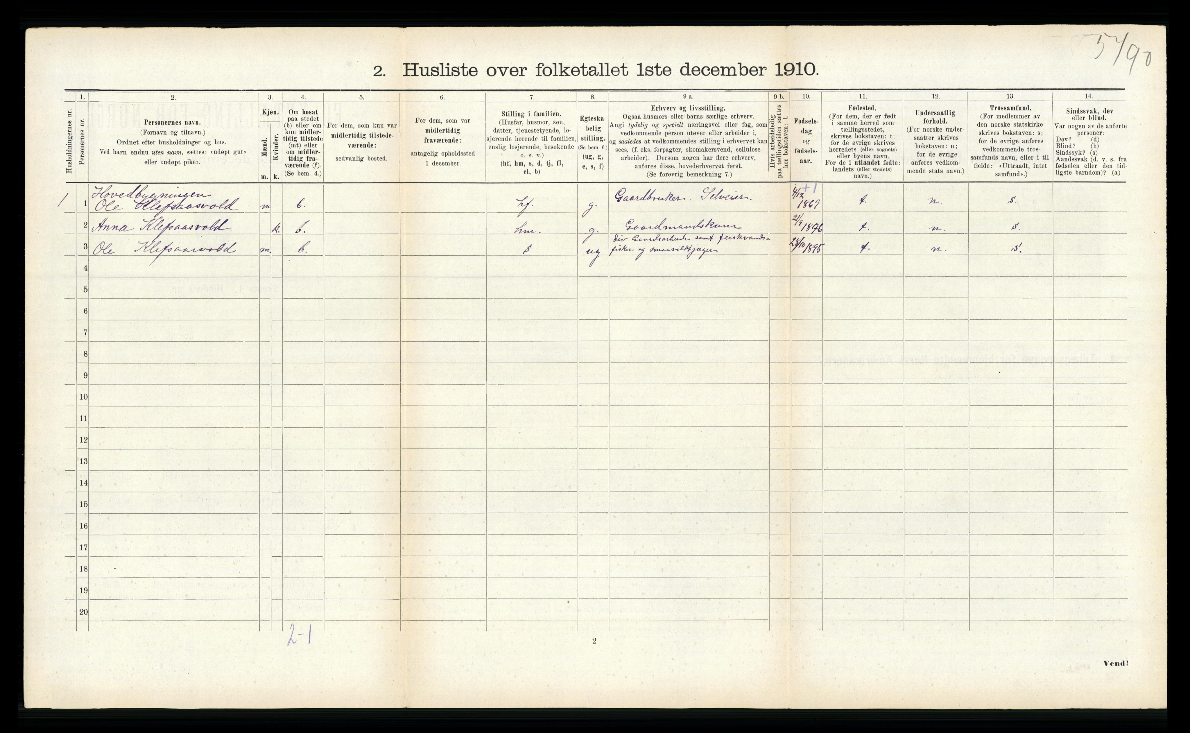 RA, 1910 census for Hegra, 1910, p. 271