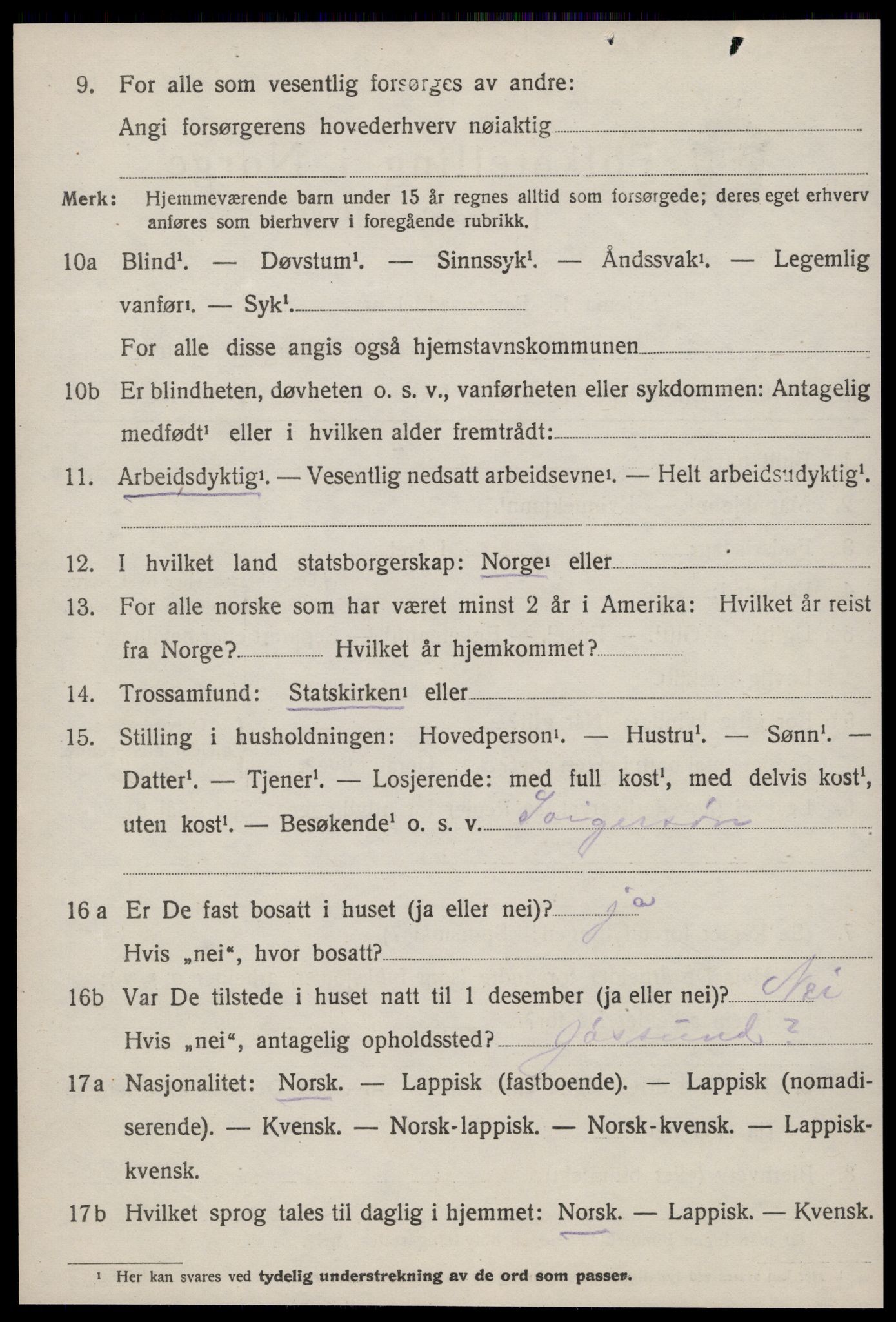 SAT, 1920 census for Bjugn, 1920, p. 1380